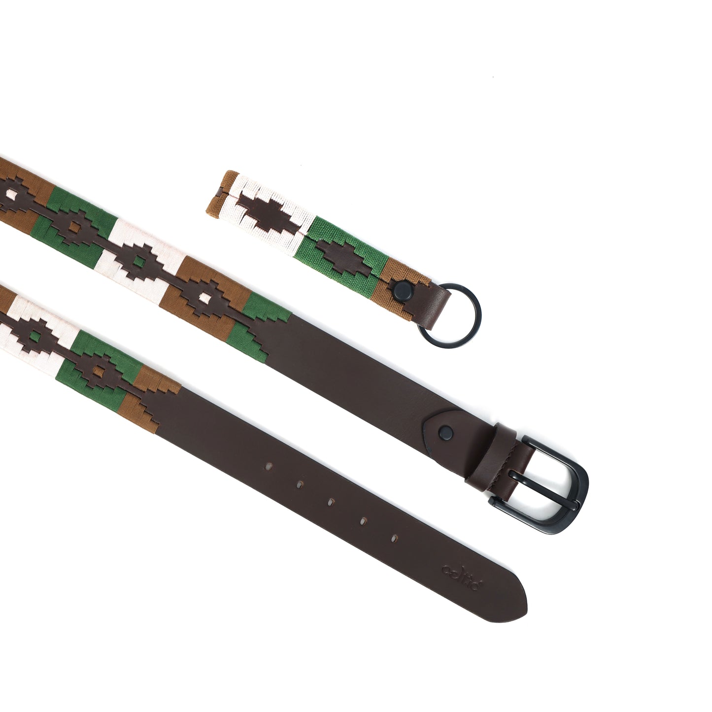 Premium Brown Leather Belt with Black Buckle & Multicolor Stitching.LB-878