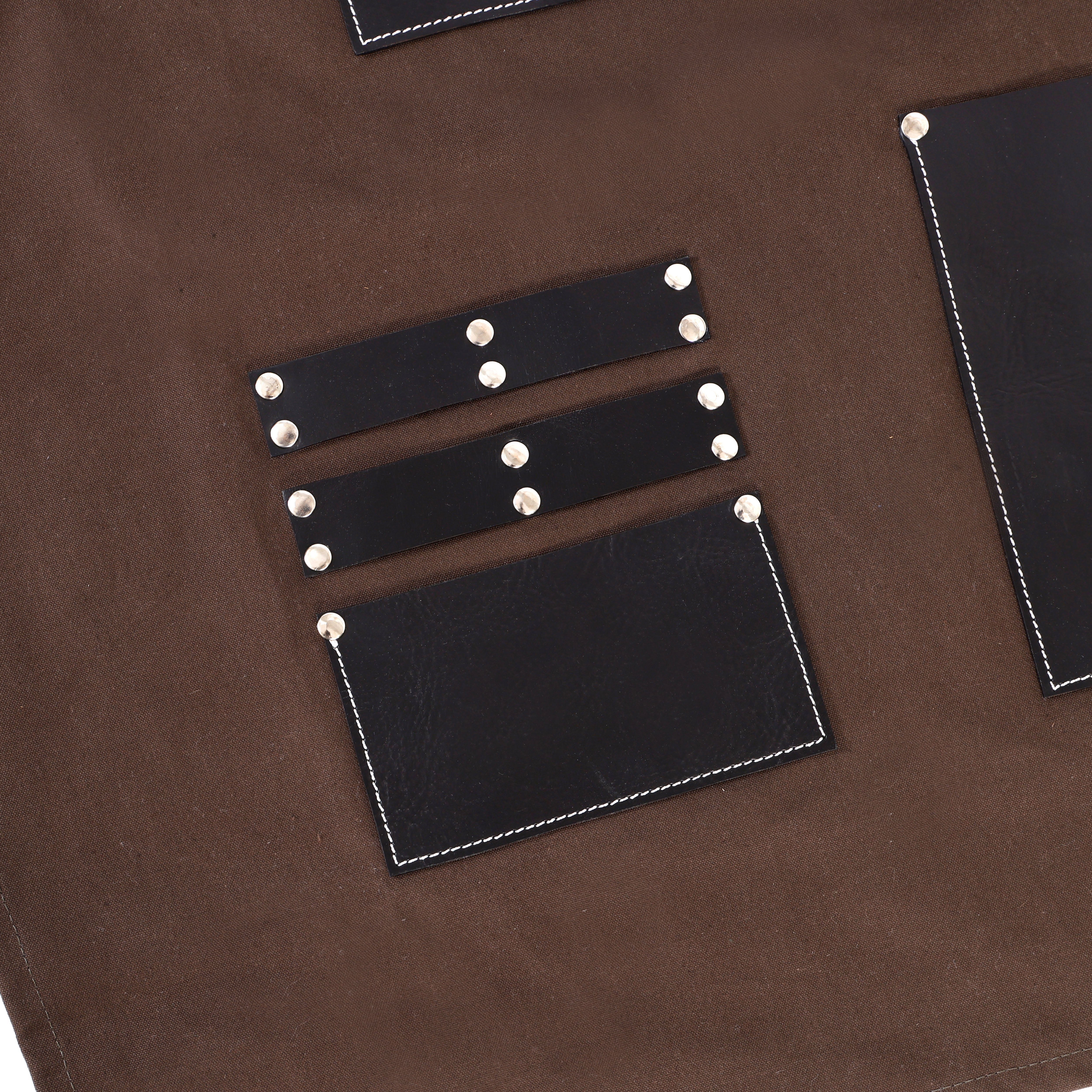 Premium Genuine Leather & Canvas Bib Apron – Brown & With Tie Strap