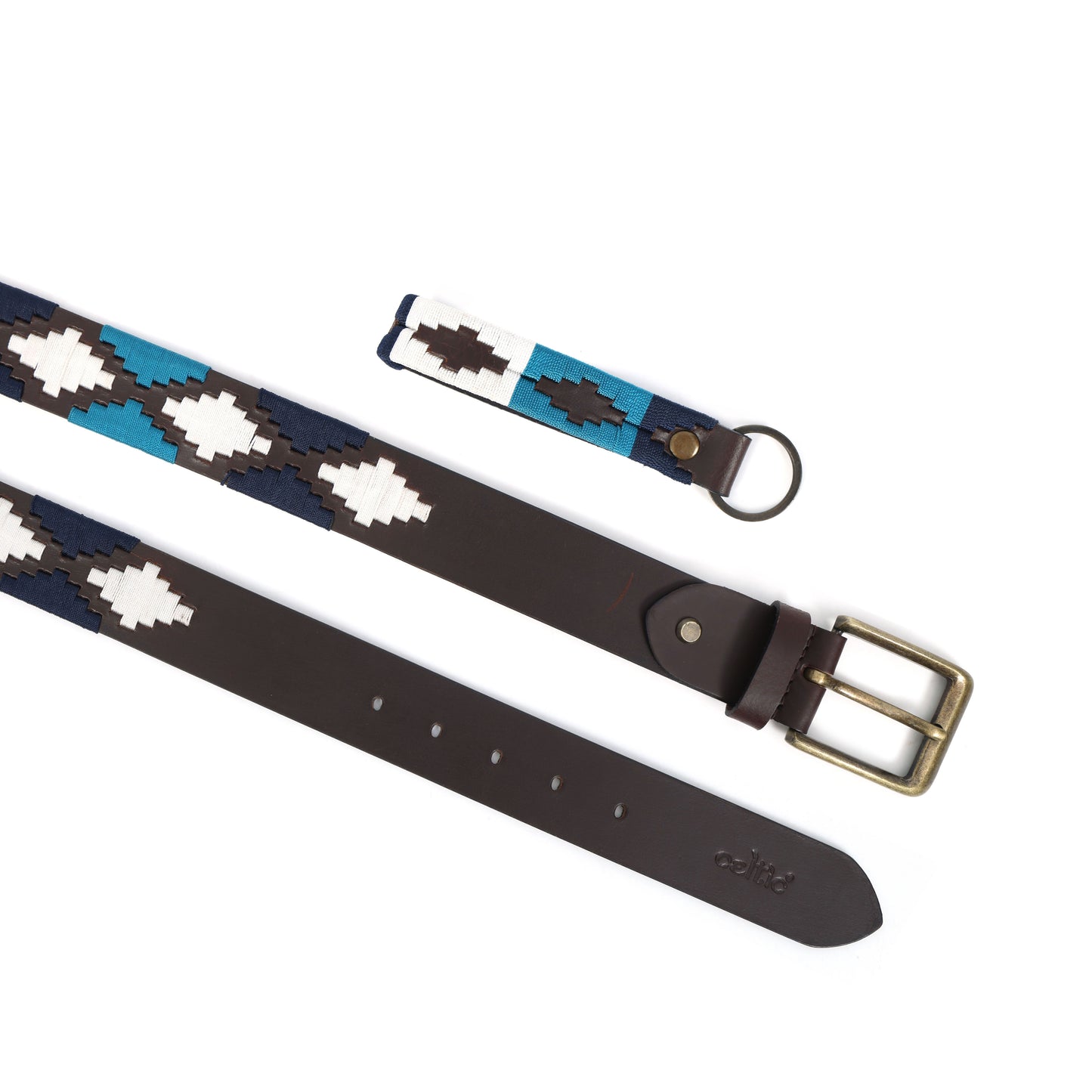 Premium Brown Leather Belt with Golden Buckle & Multi-Color Stitching.LB-877