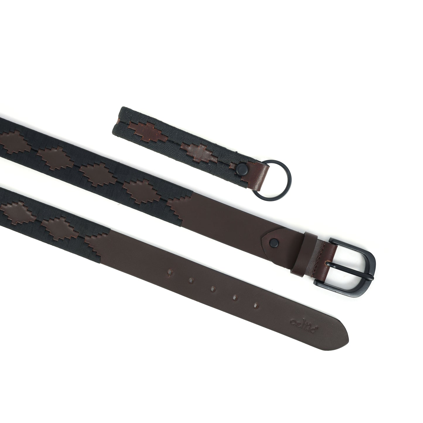 Premium Brown Leather Polo Belt with Black Webbing Stylish and Durable Accessory. LB-869