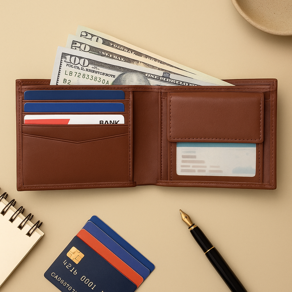 Men’s Tan Bi-Fold Leather Wallet – Slim & Lightweight ART:- LA-1430
