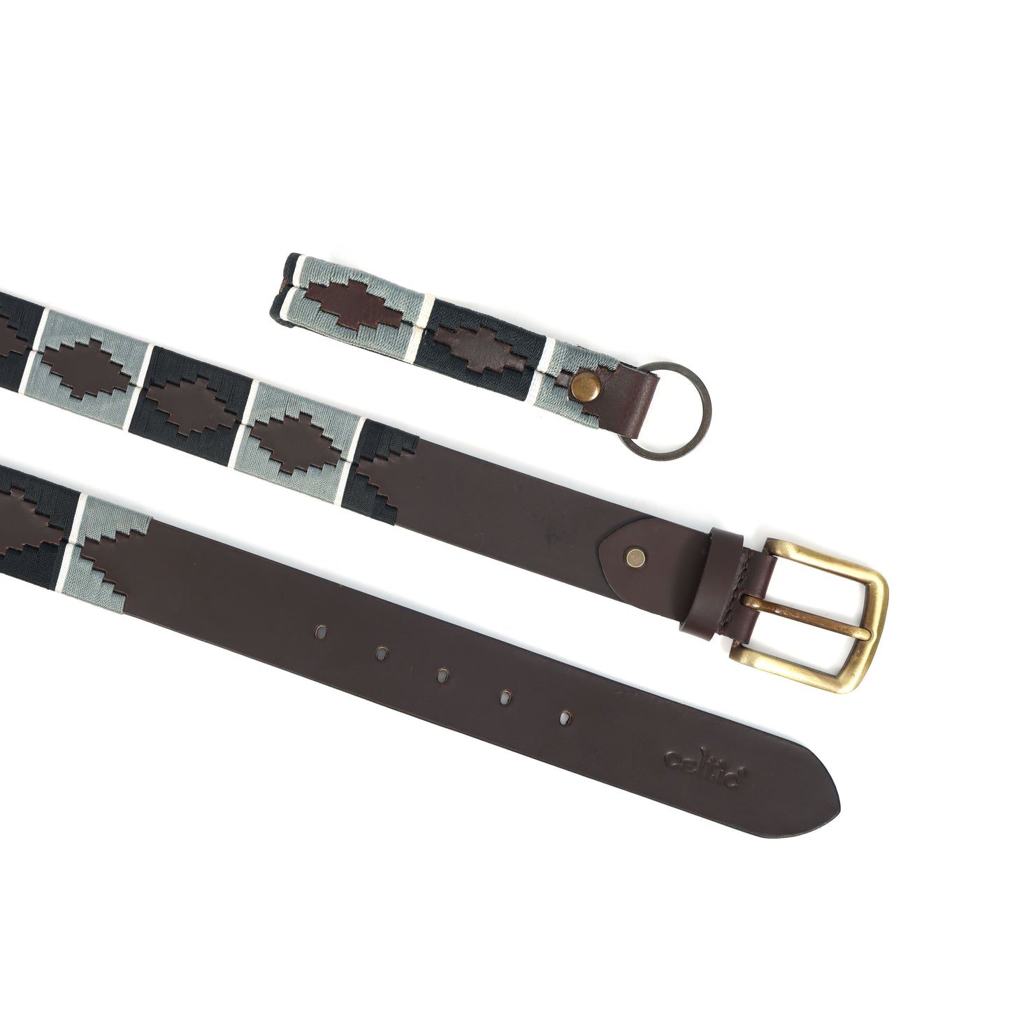 Premium Brown Leather Polo Belt with Gold Buckle Stylish Webbing Design. LB-870