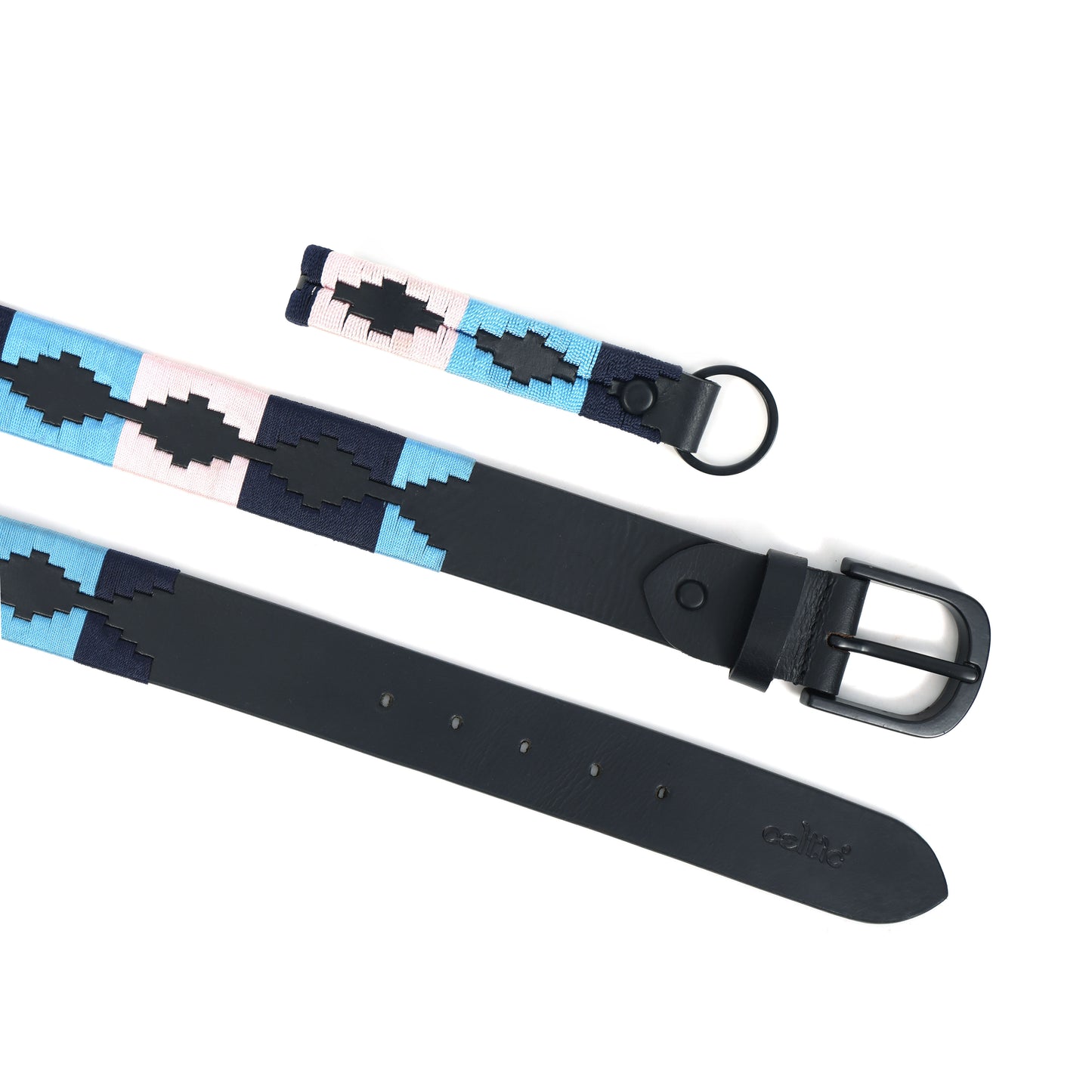 Premium Black Leather Black Buckle Belt with Multi-Color Stitching Stylish & Durable.LB-875