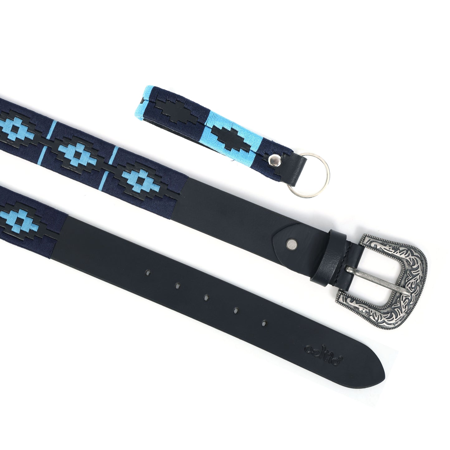 Premium Black Leather Belt with King Buckle & Blue Stitching Stylish & Durable.LB-873