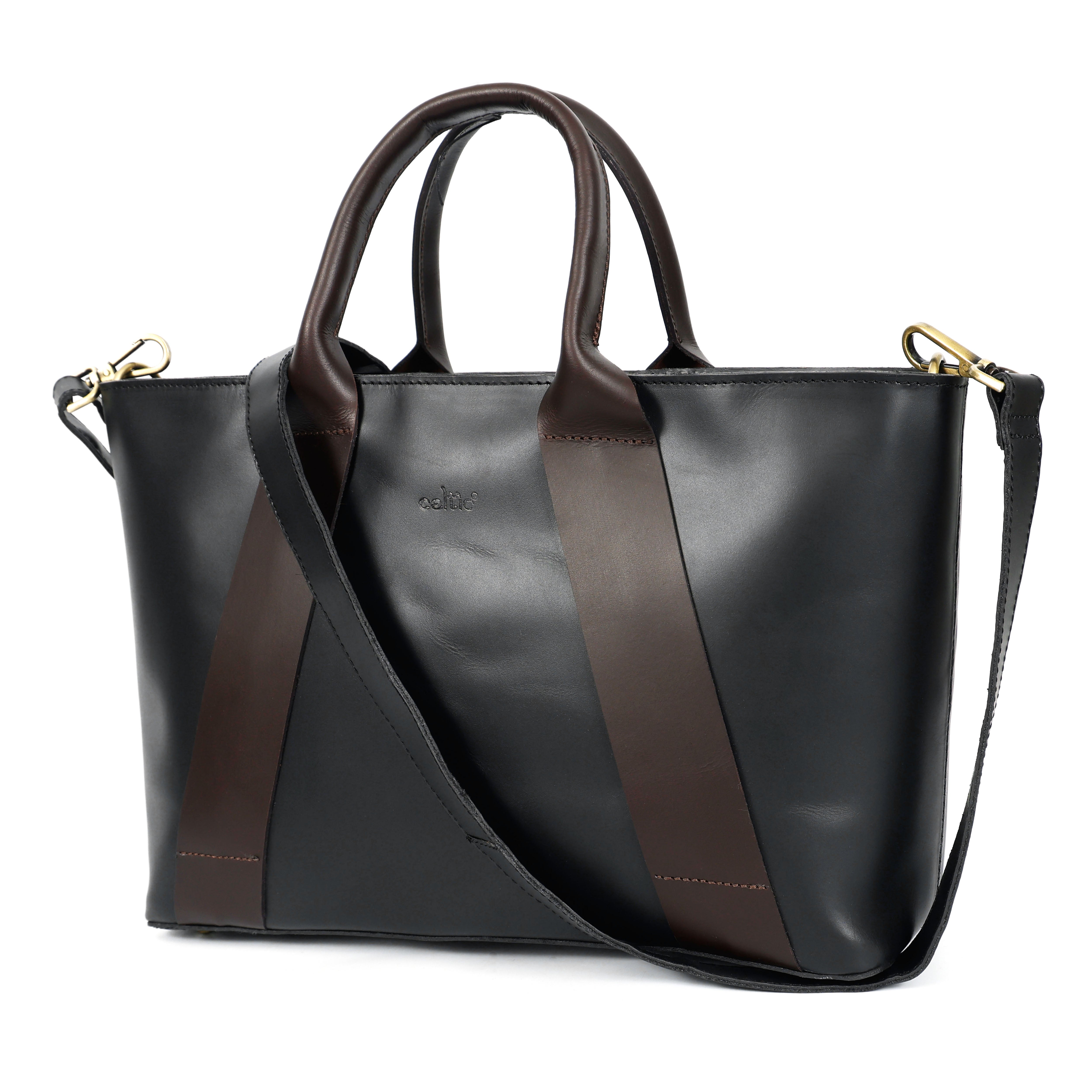 Premium Genuine Two-Tone Leather tote bag with Detachable Sling