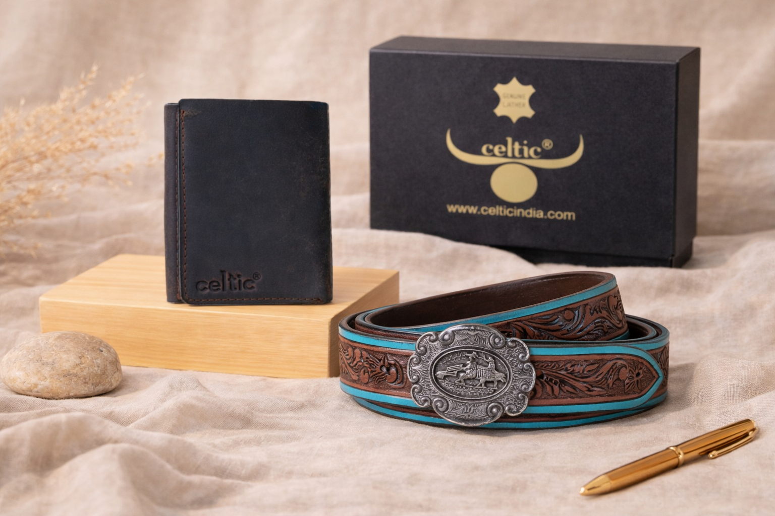 Premium Handcrafted Leather Wallet & Belt Combo Mens Luxury Gift Set