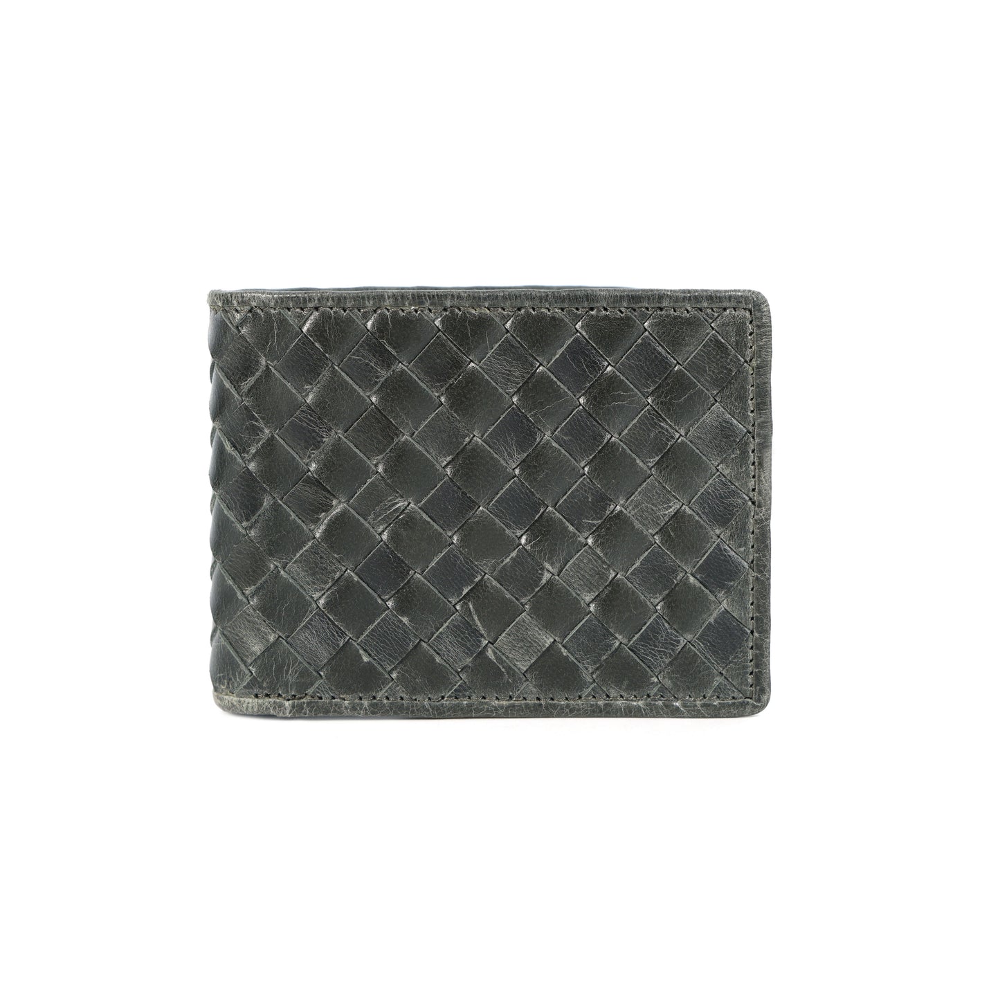 Black Braided Leather Wallet, Art:- LA-1409