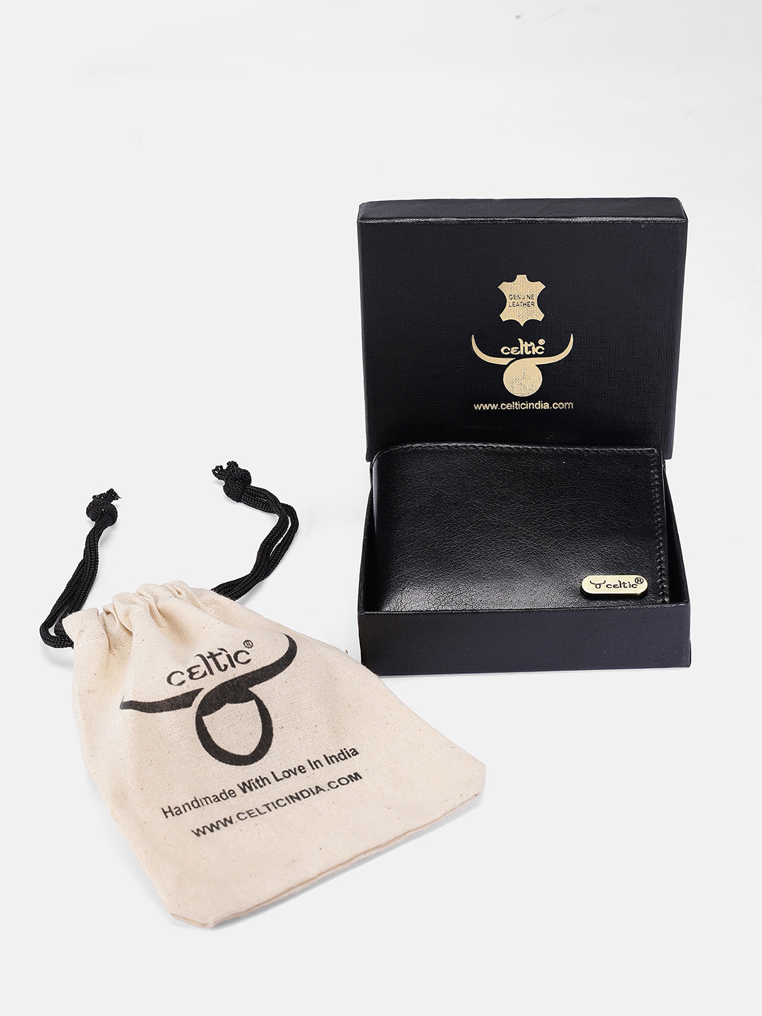 Premium Genuine Leather Bi-Fold Wallet with ID Window & Multiple Card Slots