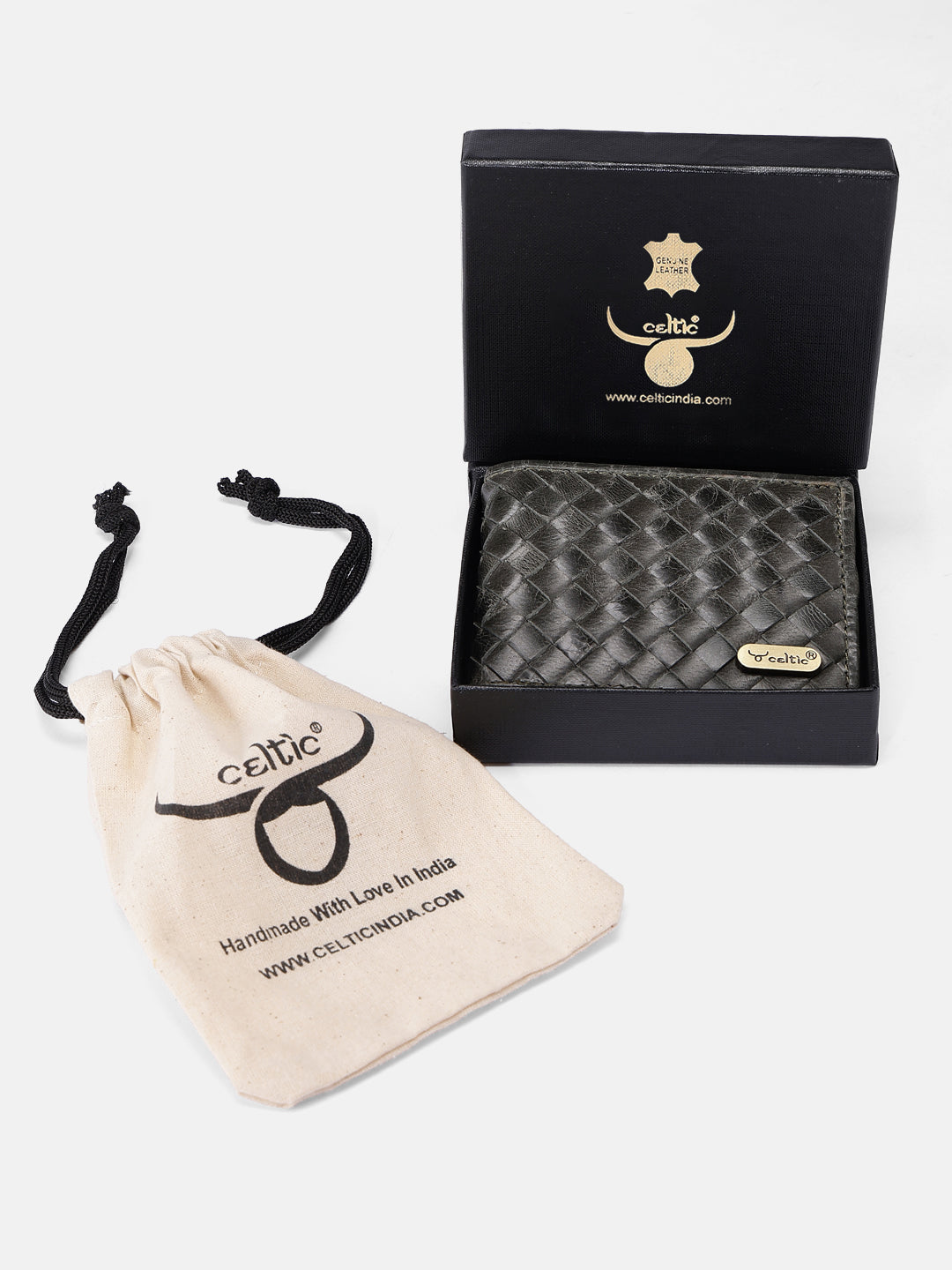Premium Hand-Woven Leather Wallet with Coin Pocket & Multi-Card Storage by Celtic