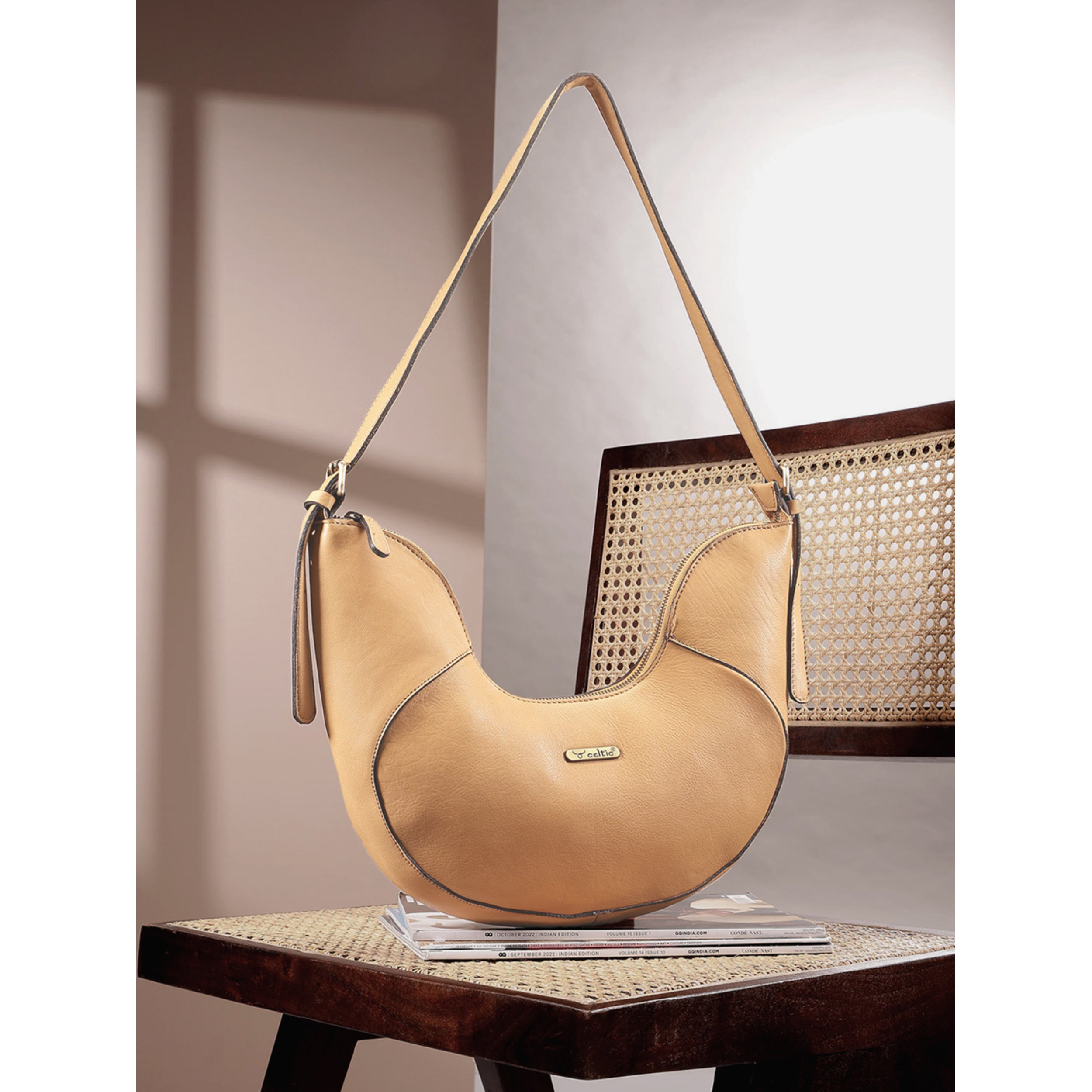 Premium Genuine Leather Hobo Shoulder Bag with Adjustable Strap & Zip Closure