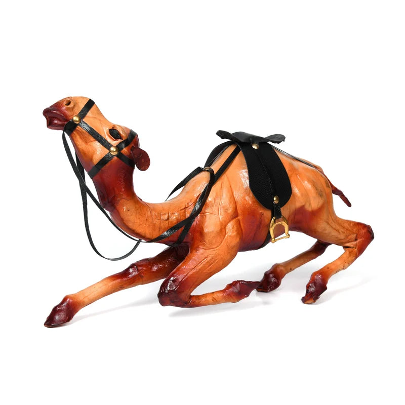 Premium Leather Camel 2 Set Combo Showpiece – Unique Sitting Camel Figurine for Home & Office Decor | Traditional Handicraft Gift Item