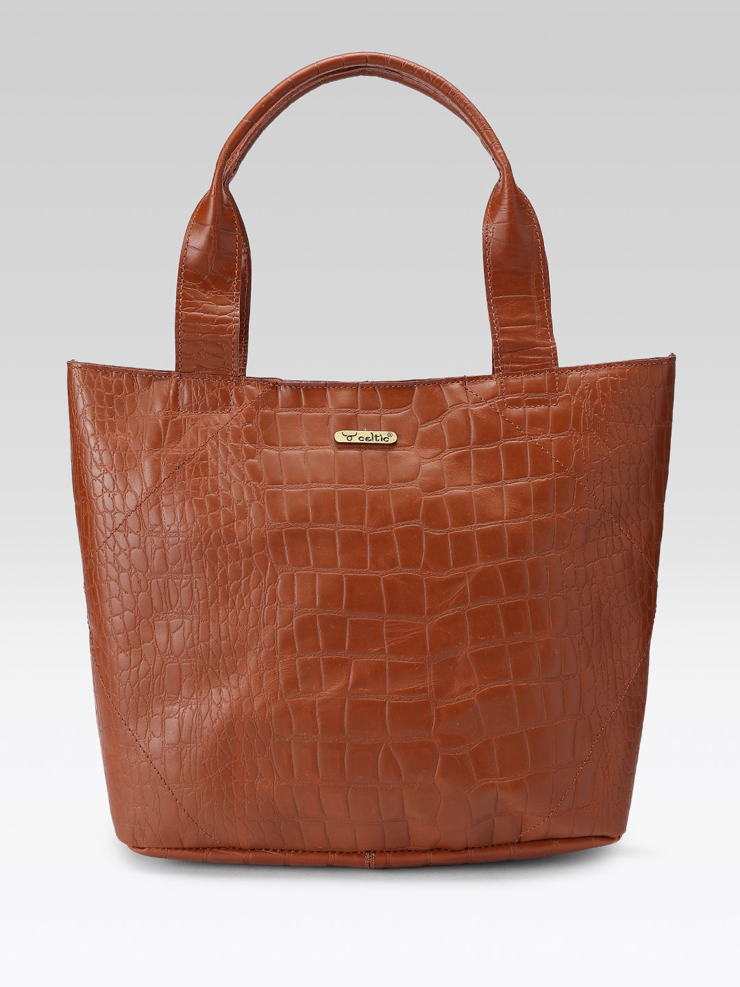 Croc-Texture Leather Tote Bag with Spacious Interior and Dual Shoulder Handles
