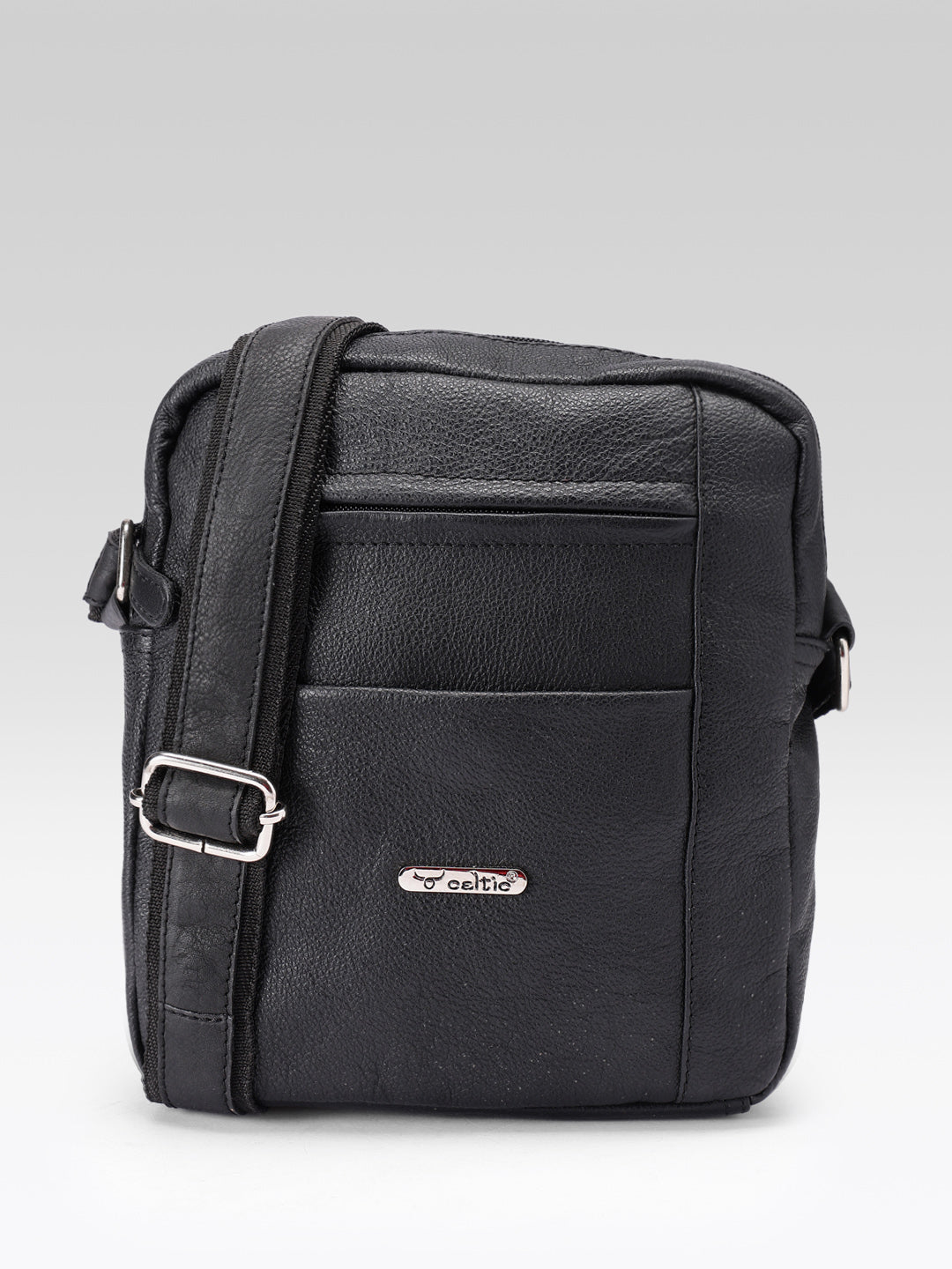 Premium Genuine Leather Crossbody Bag with Adjustable Strap & Multiple Zip Pockets