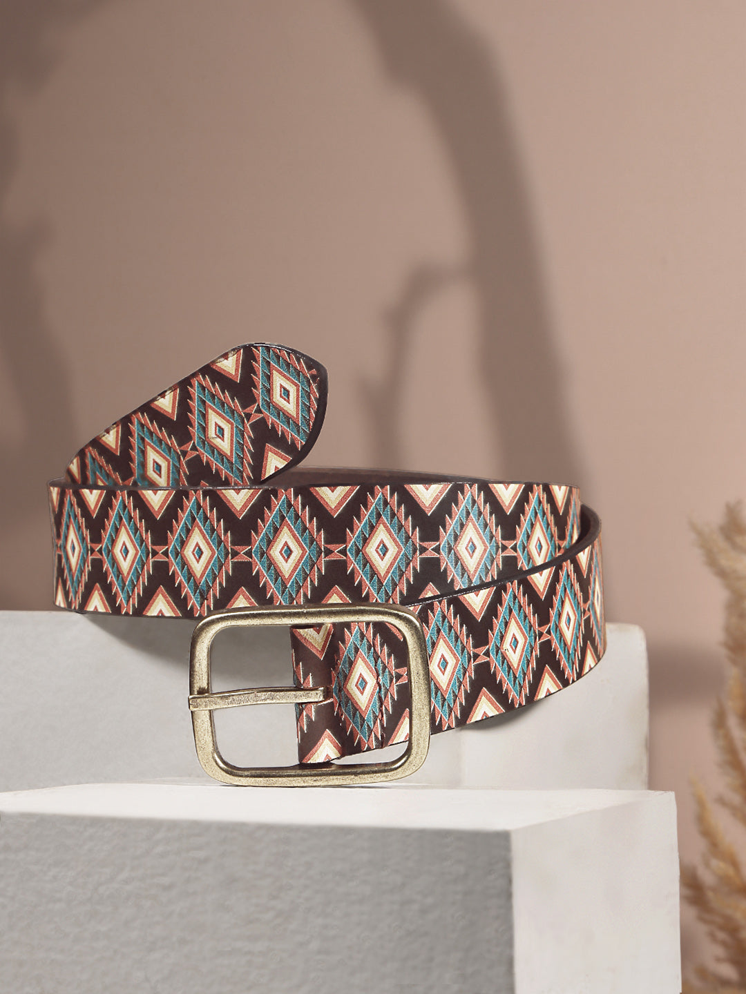 Unisex Handcrafted Tribal Pattern Belt With Durable Buckle Stylish Ethnic Casual Wear