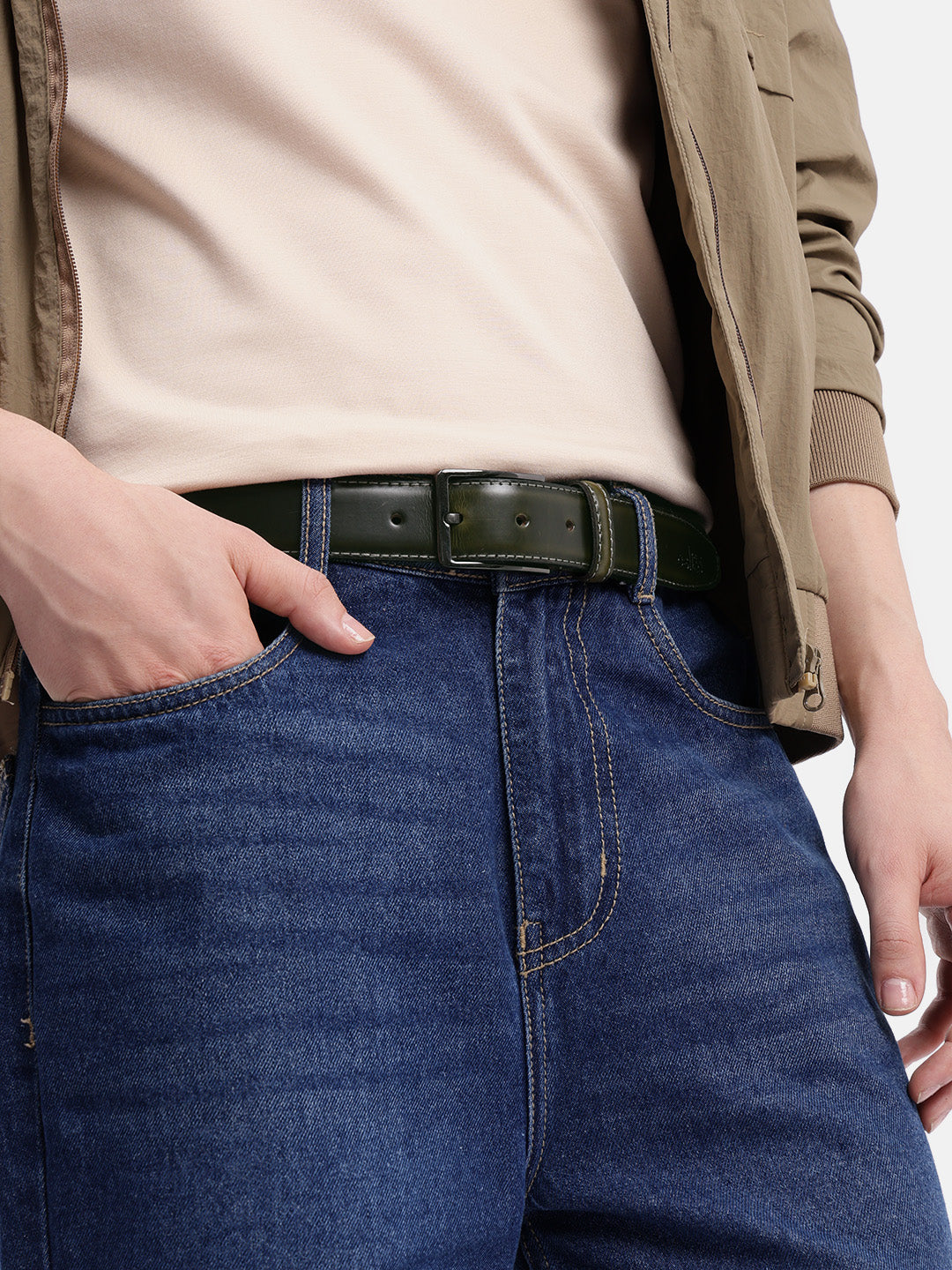 Unisex Classic Black Leather Formal Belt With Silver Buckle For Office Daily Wear
