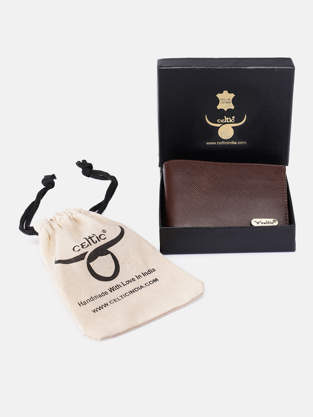 Premium Genuine Leather Bi-Fold Wallet with Flip ID Window & Coin Pocket