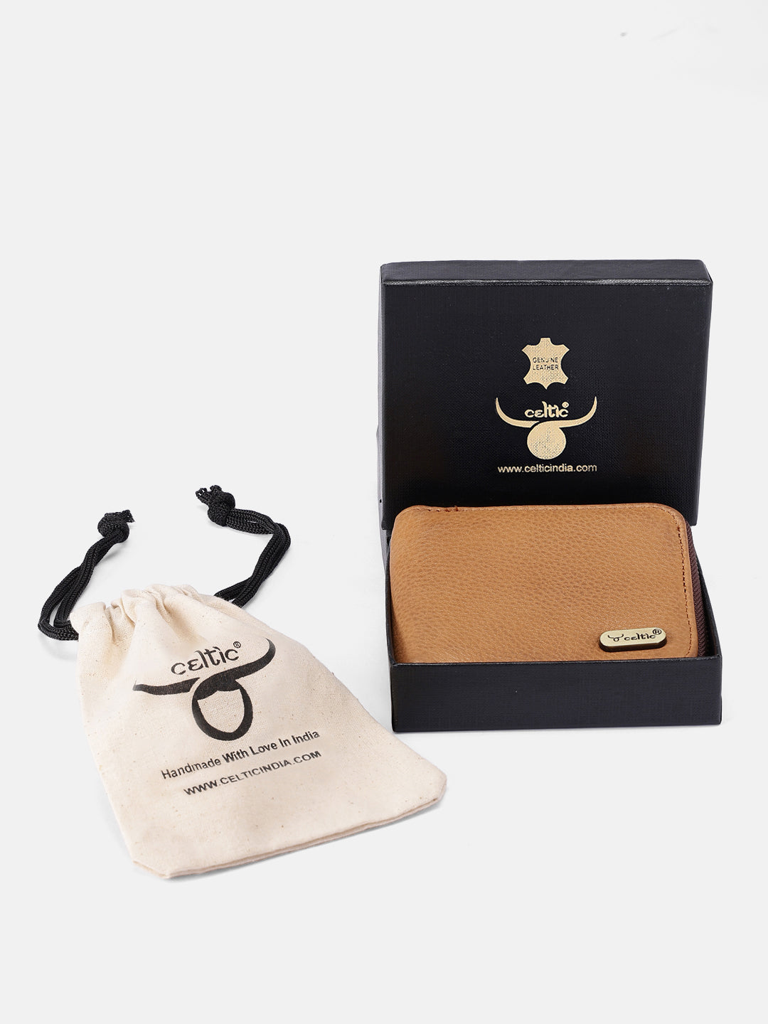 Premium Genuine Leather Zip-Around Compact Wallet