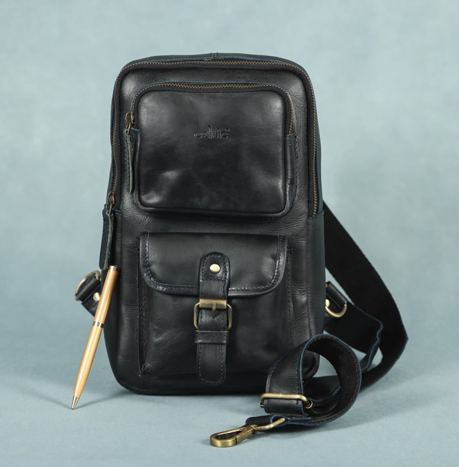 Brown Small Crossbody Leather Bag Art: BG-1617