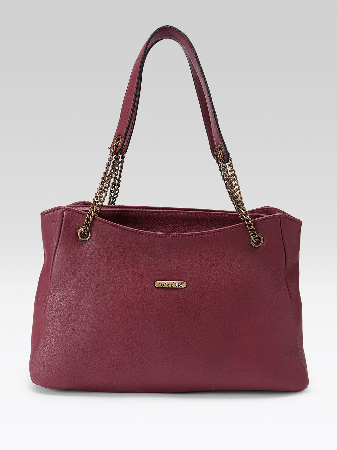 Premium Genuine Leather Shoulder Tote Bag with Chain Handles