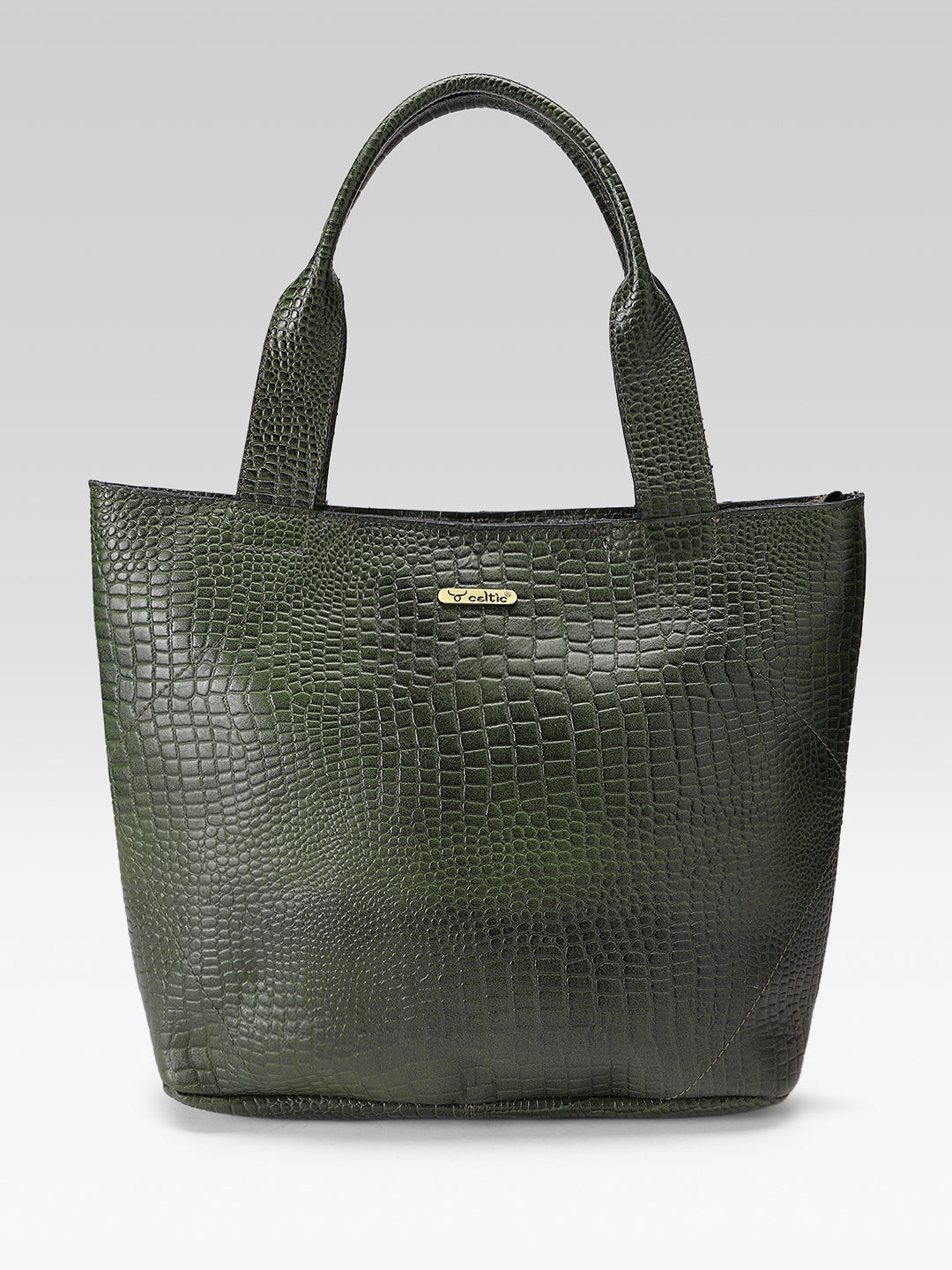 Croc-Texture Leather Tote Bag with Spacious Interior and Dual Shoulder Handles