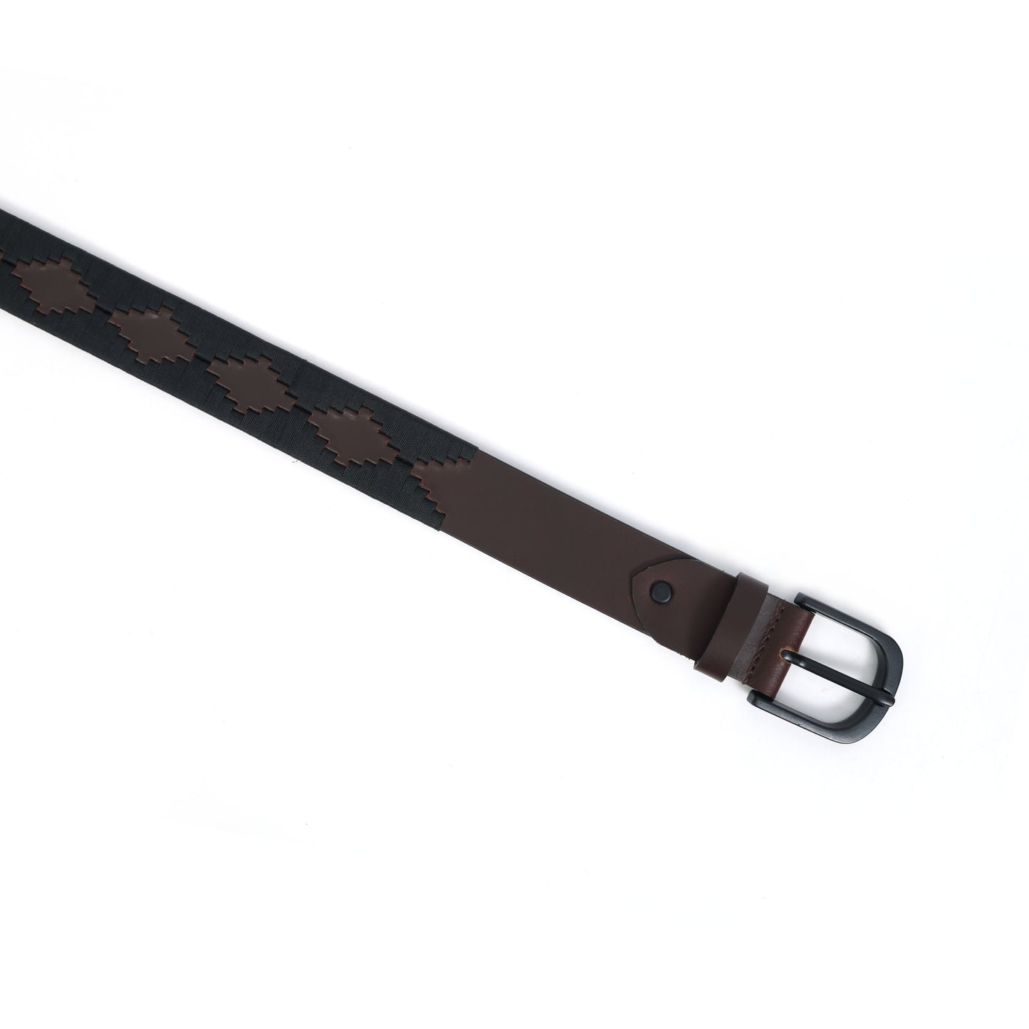 Premium Brown Leather Polo Belt with Black Webbing Stylish and Durable Accessory. LB-869