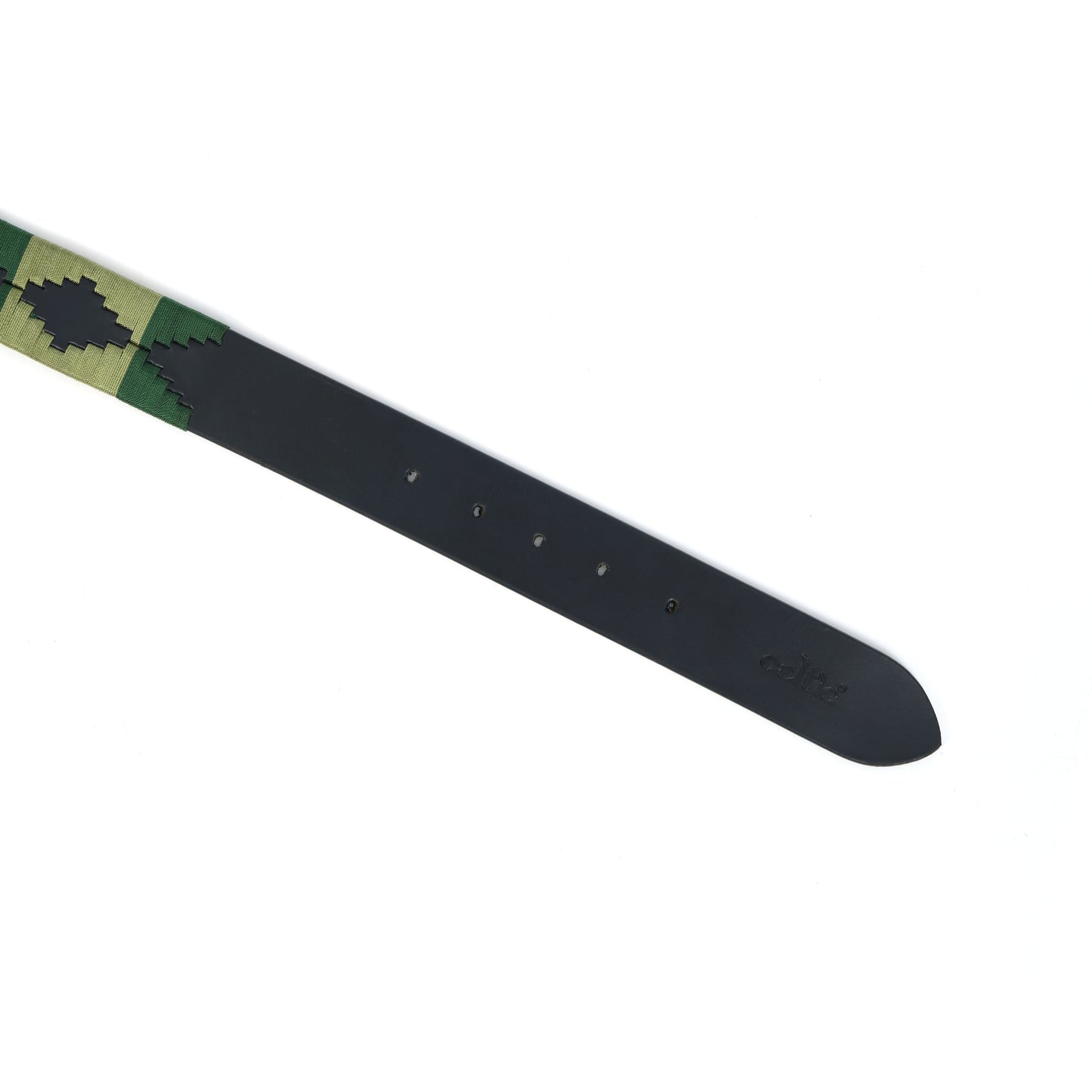 Designer Black Leather Polo Belt with Green Webbing & Premium Buckle Includes Matching Keyring. LB-867