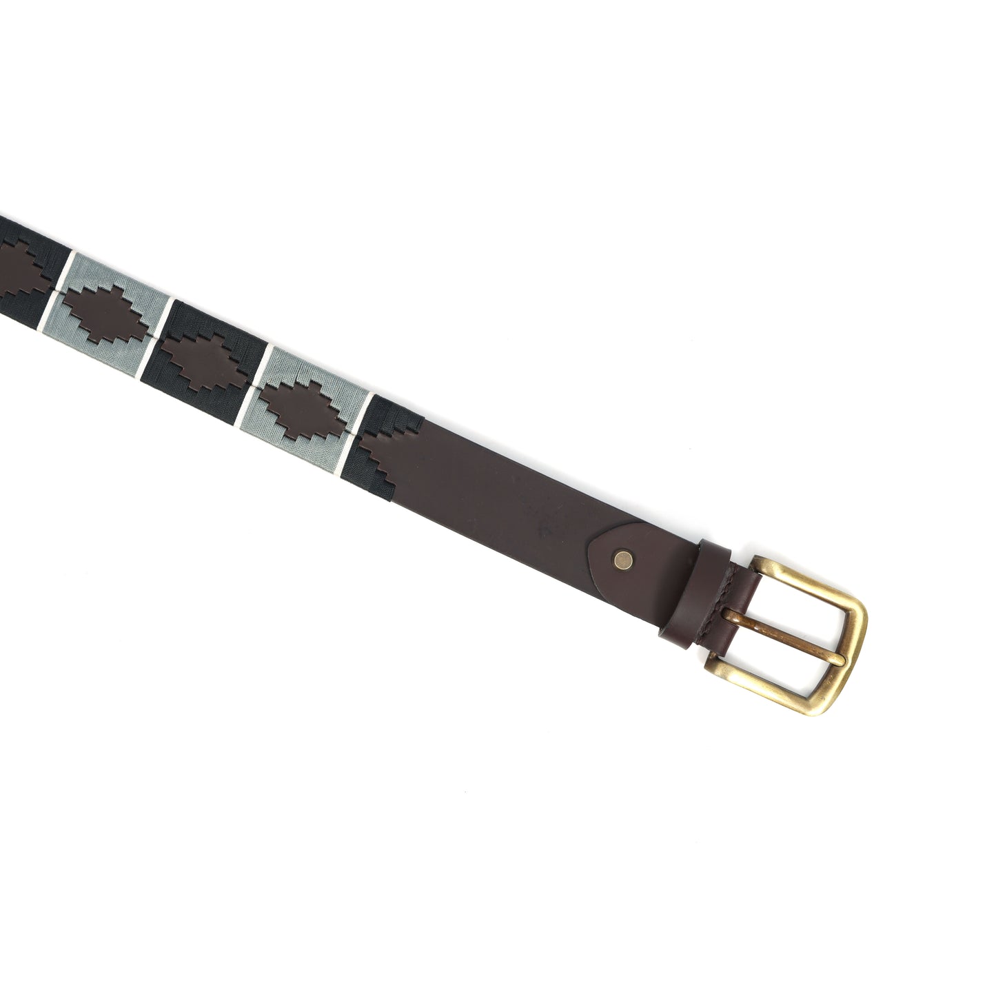 Premium Brown Leather Polo Belt with Gold Buckle Stylish Webbing Design. LB-870