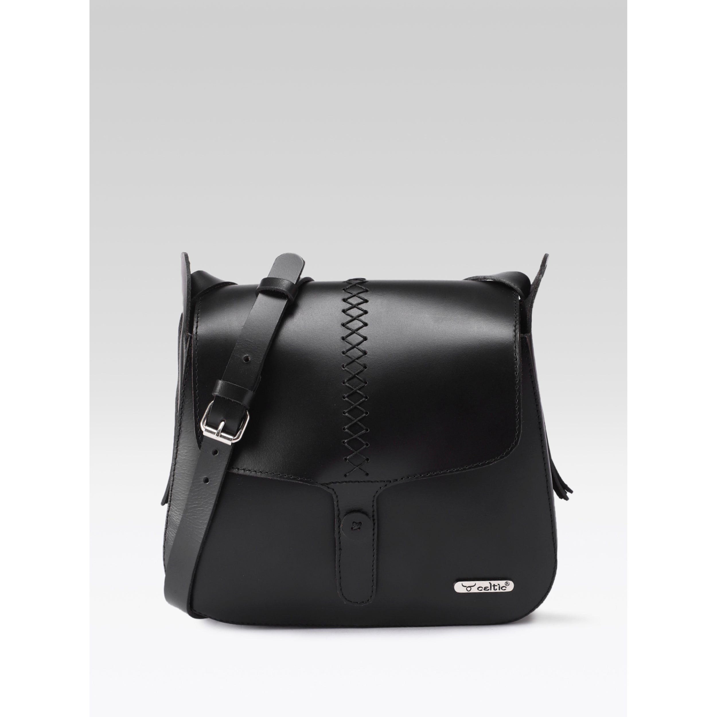 Premium Genuine Leather Sling Bag with Hand-Stitched Detail & Adjustable Strap