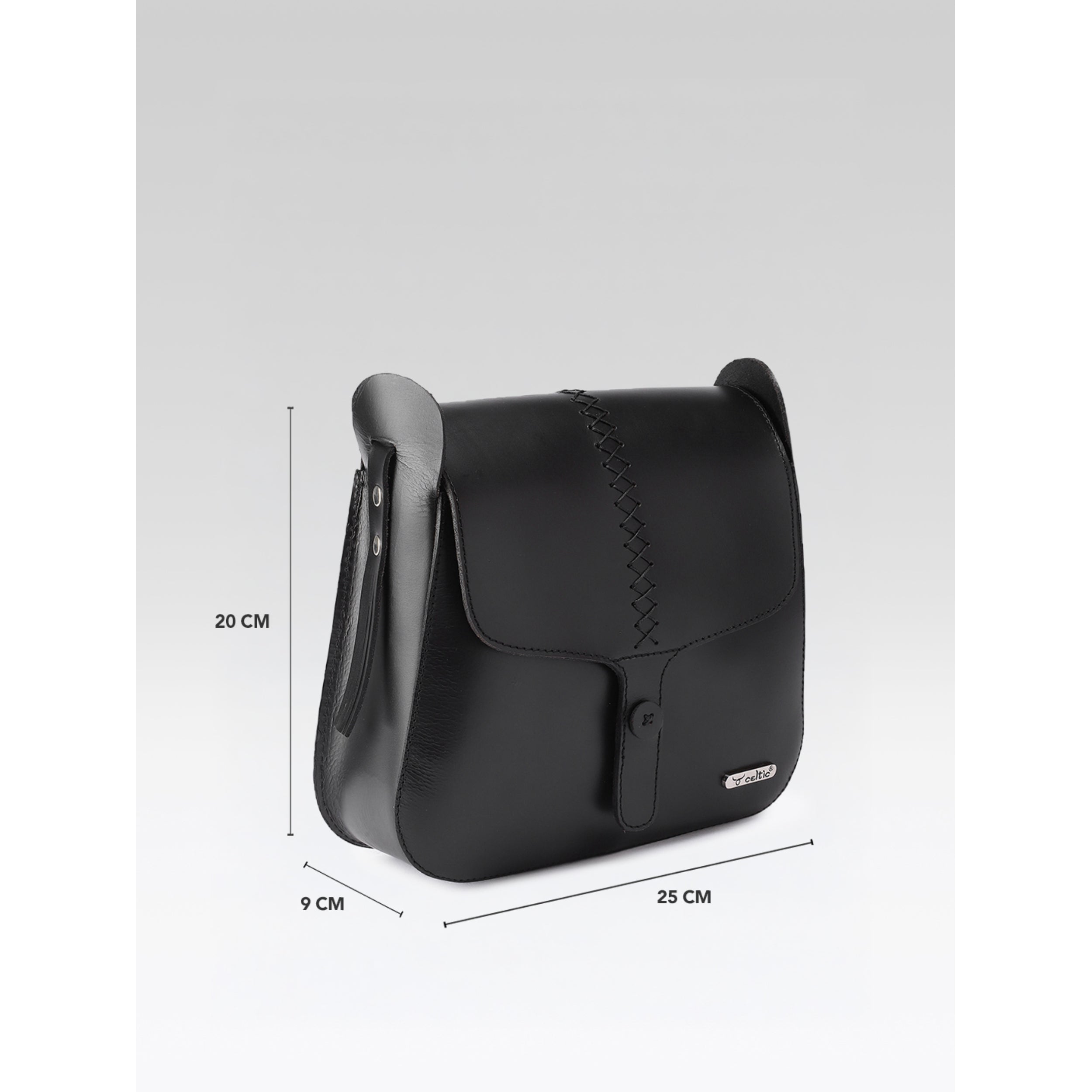 Premium Genuine Leather Sling Bag with Hand-Stitched Detail & Adjustable Strap