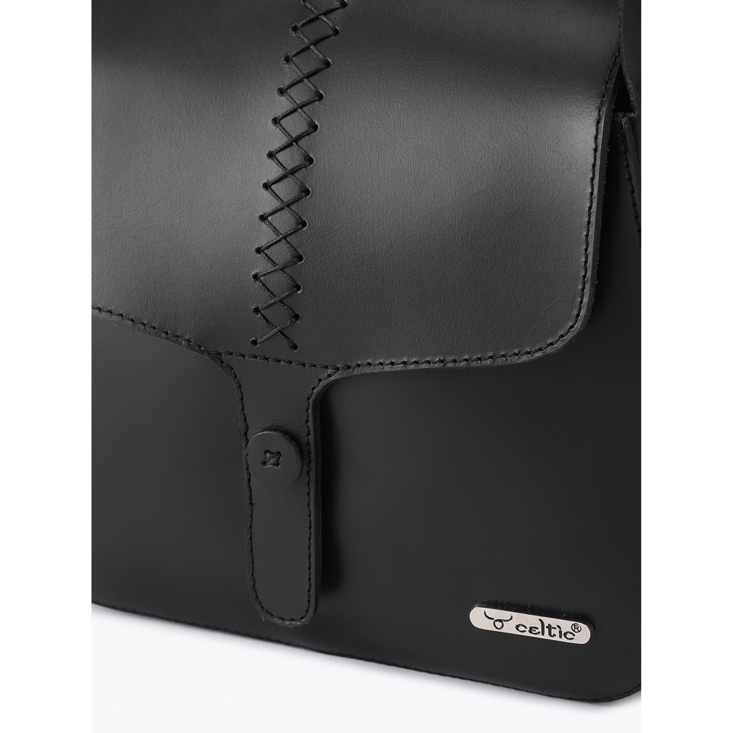 Premium Genuine Leather Sling Bag with Hand-Stitched Detail & Adjustable Strap