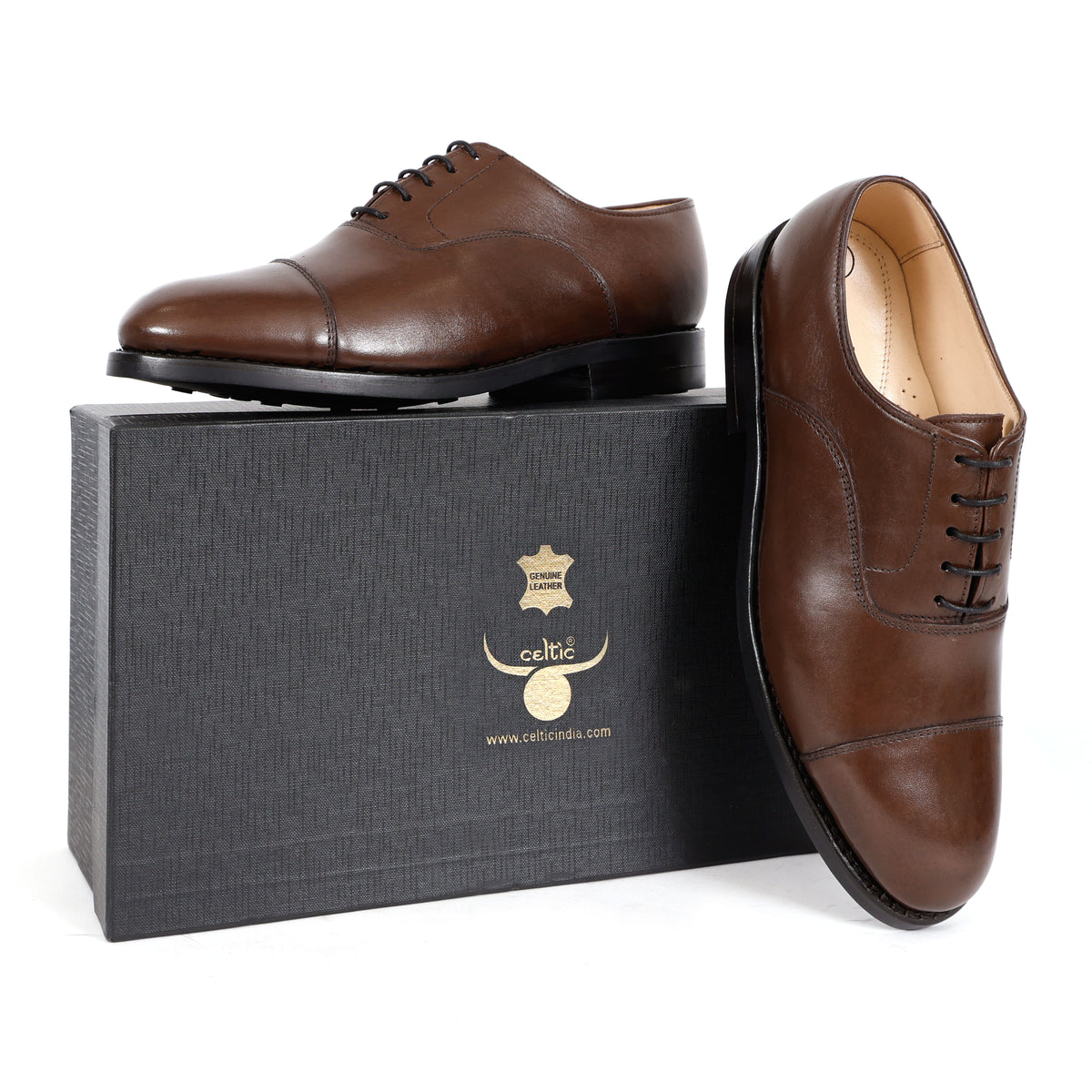 Premium Genuine Leather Cap Toe Lace-Up Formal Shoes | Classic Oxford Style | Office & Business Wear