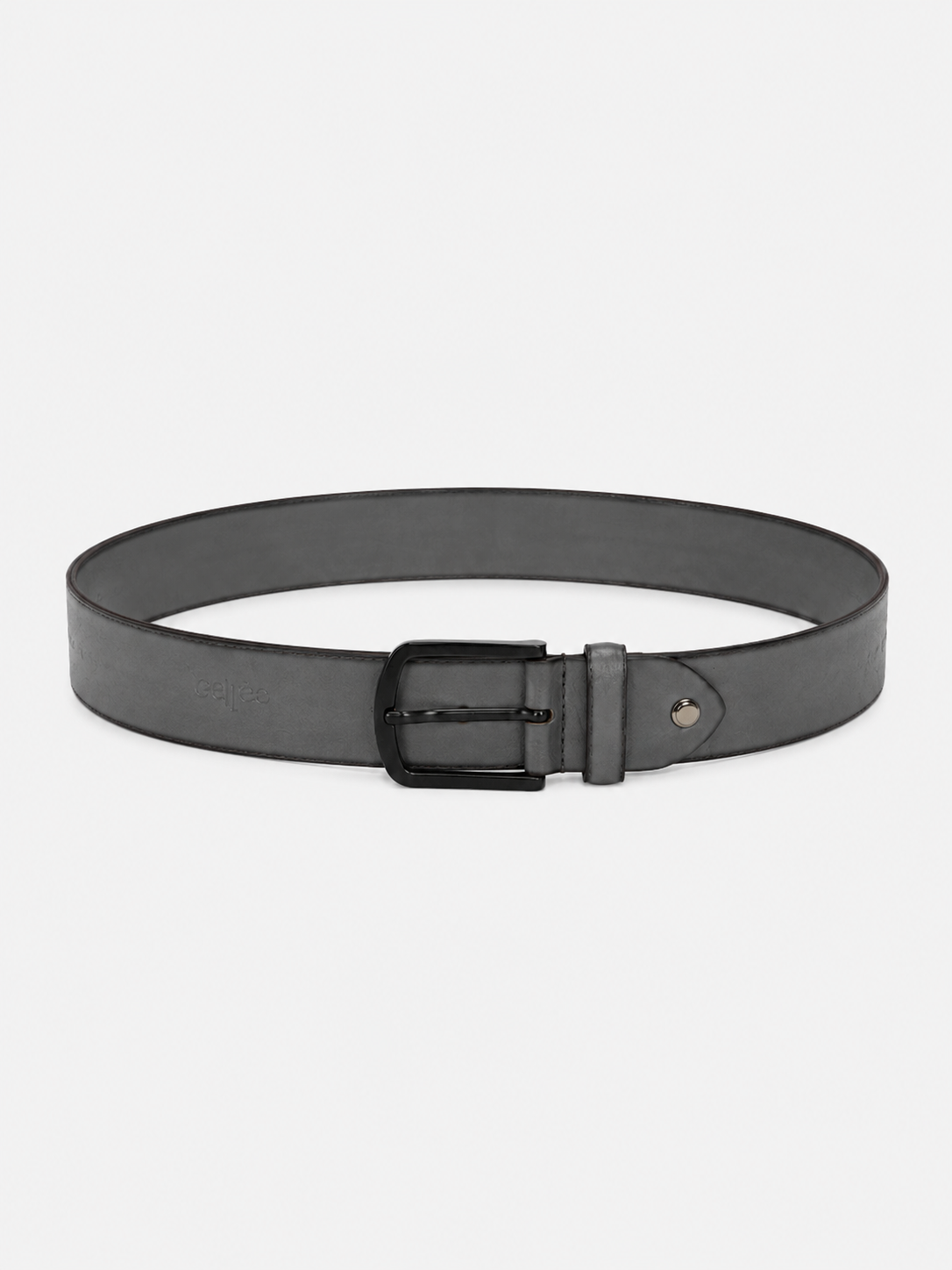 Unisex Genuine Leather Grey Waist Accessory Matte Metal Buckle Formal Casual Wear