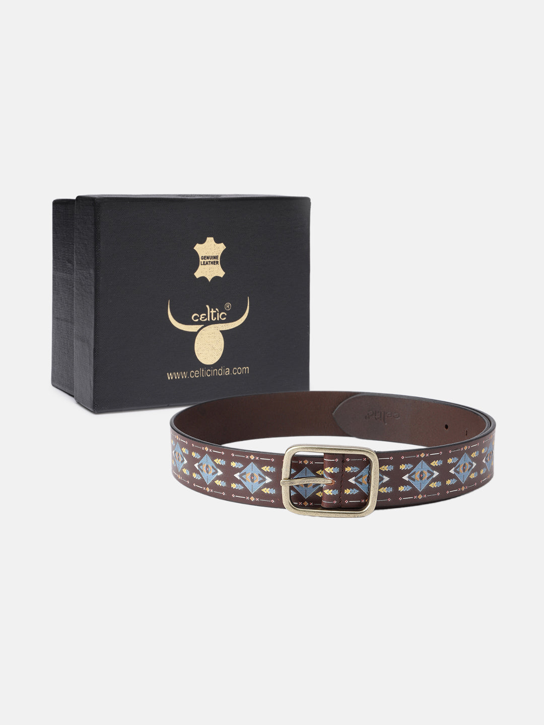 Unisex Handcrafted Tribal Pattern Leather Buckle Waistband Ethnic Style Durable Accessory.