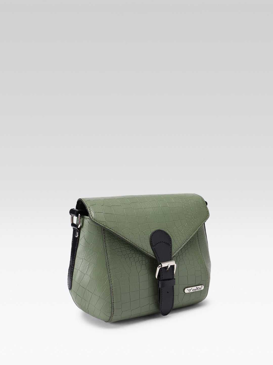 Premium Croc-Texture Structured SlingBag with Buckle Flap & Adjustable Strap