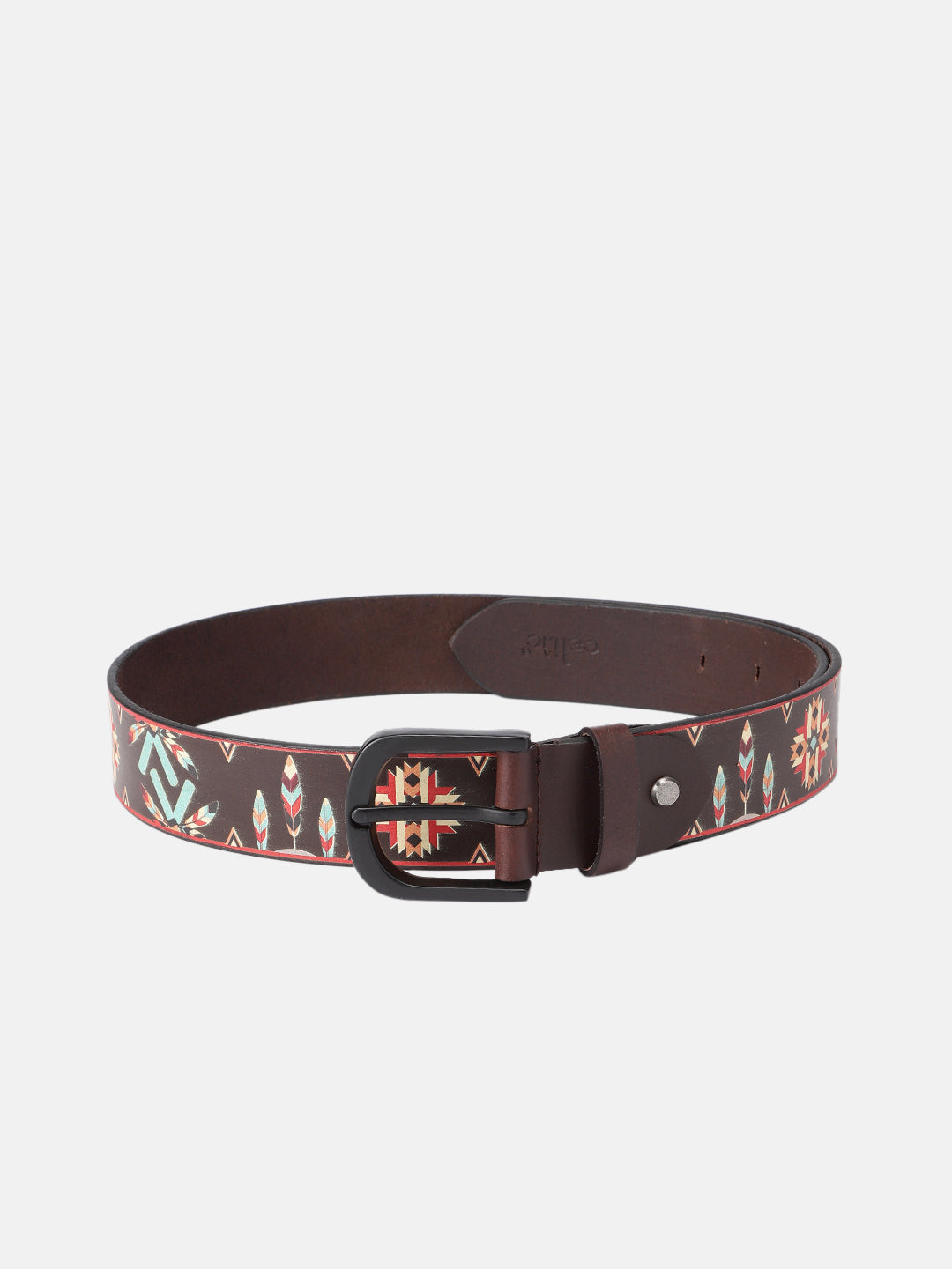 Ethnic Patterned Leather Buckle Strap Handmade Adjustable Designer Waist Accessory