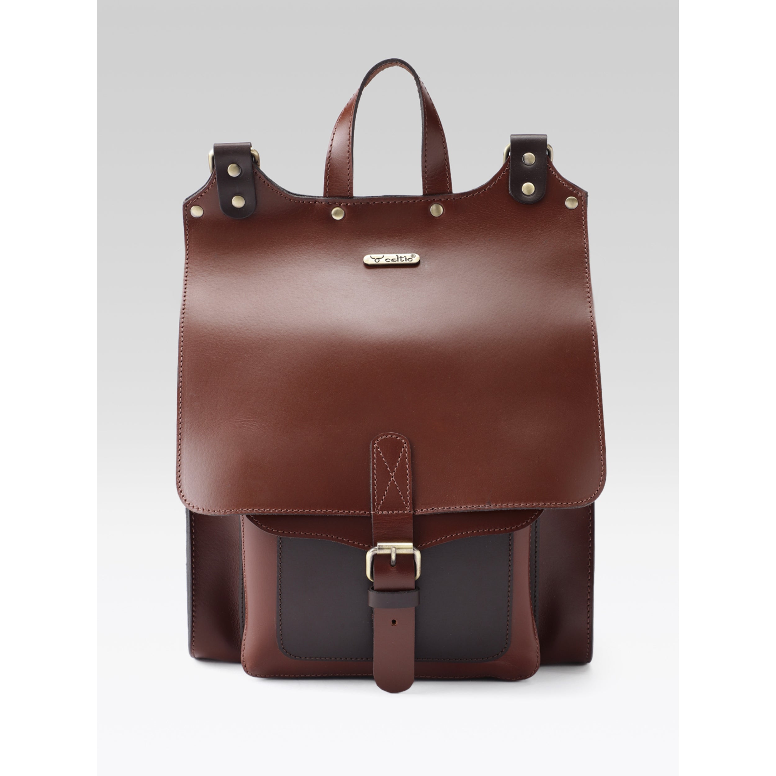 Premium Genuine Leather Everyday Backpack with Secure Flap Closure