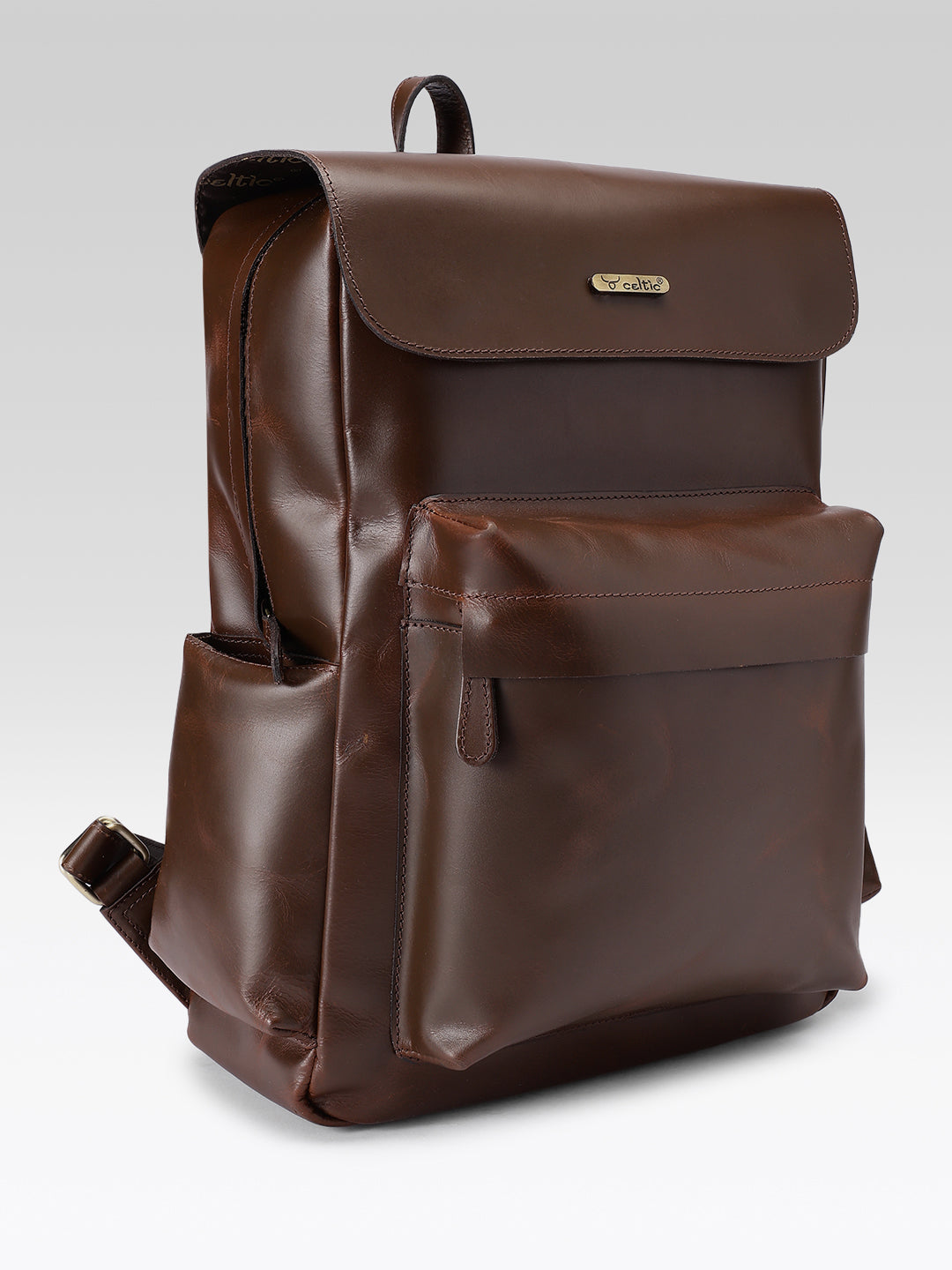 Premium Genuine Leather Backpack with Structured Body and Spacious Main Compartment