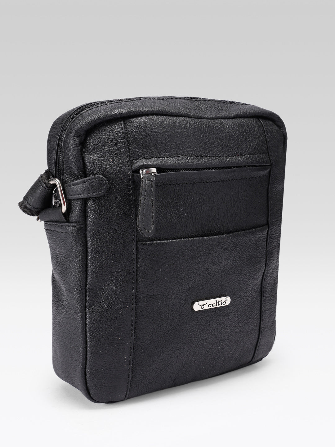 Premium Genuine Leather Crossbody Bag with Adjustable Strap & Multiple Zip Pockets