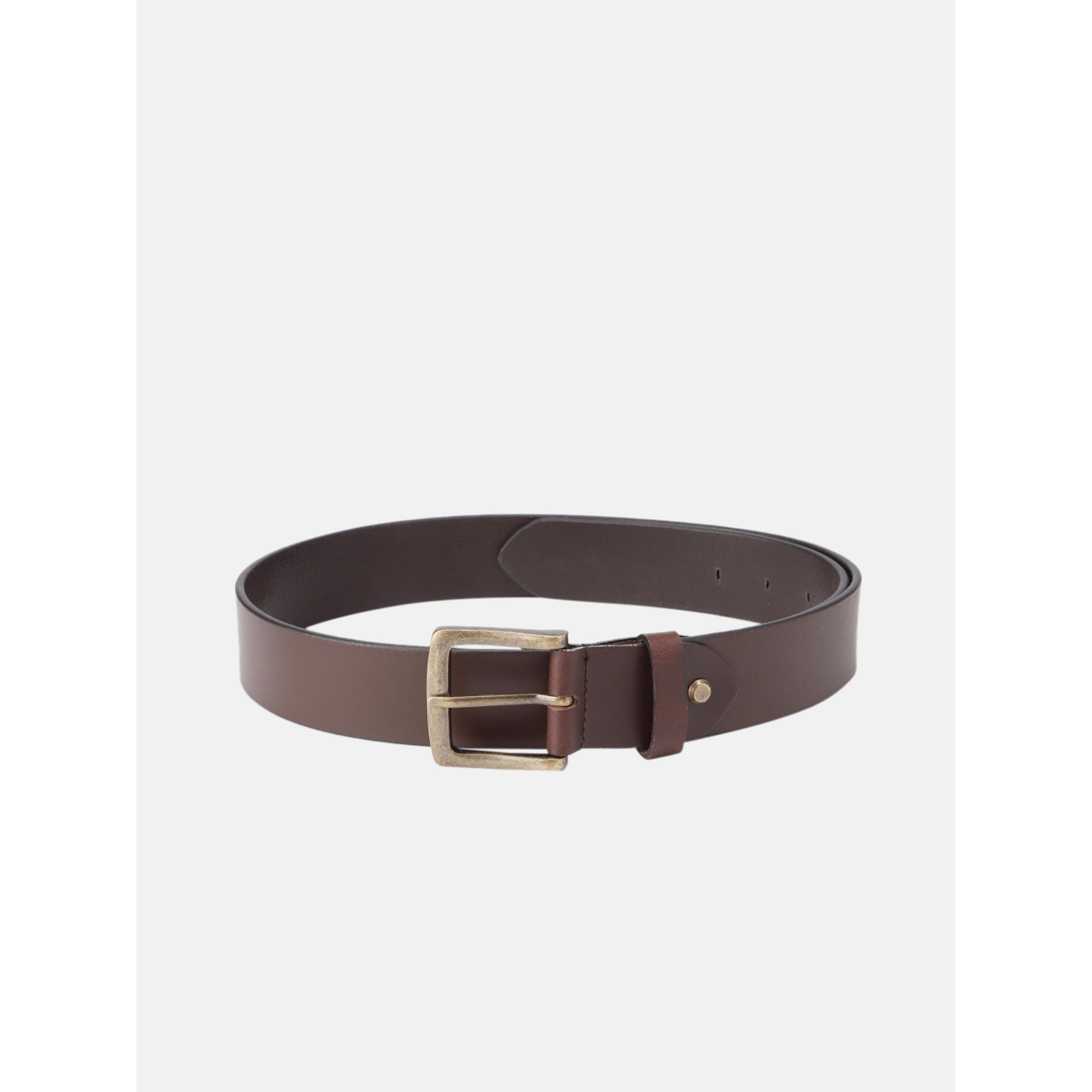 Premium Leather Dark Brown Waist Accessory Antique Metal Buckle Formal Casual Wear