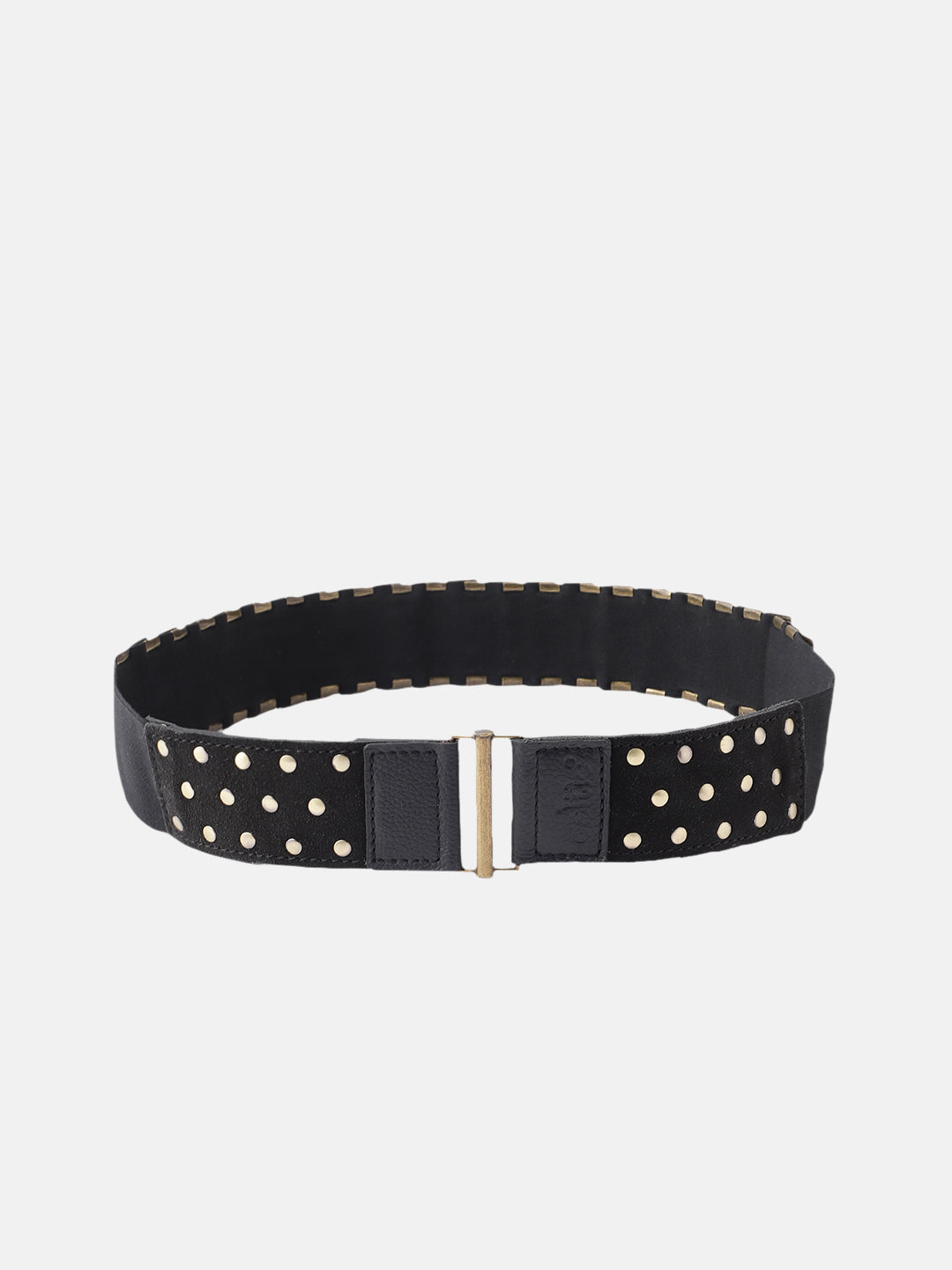 Women Studded Leather Waist Belt With Gold Tone Fastening For Stylish Everyday Outfits
