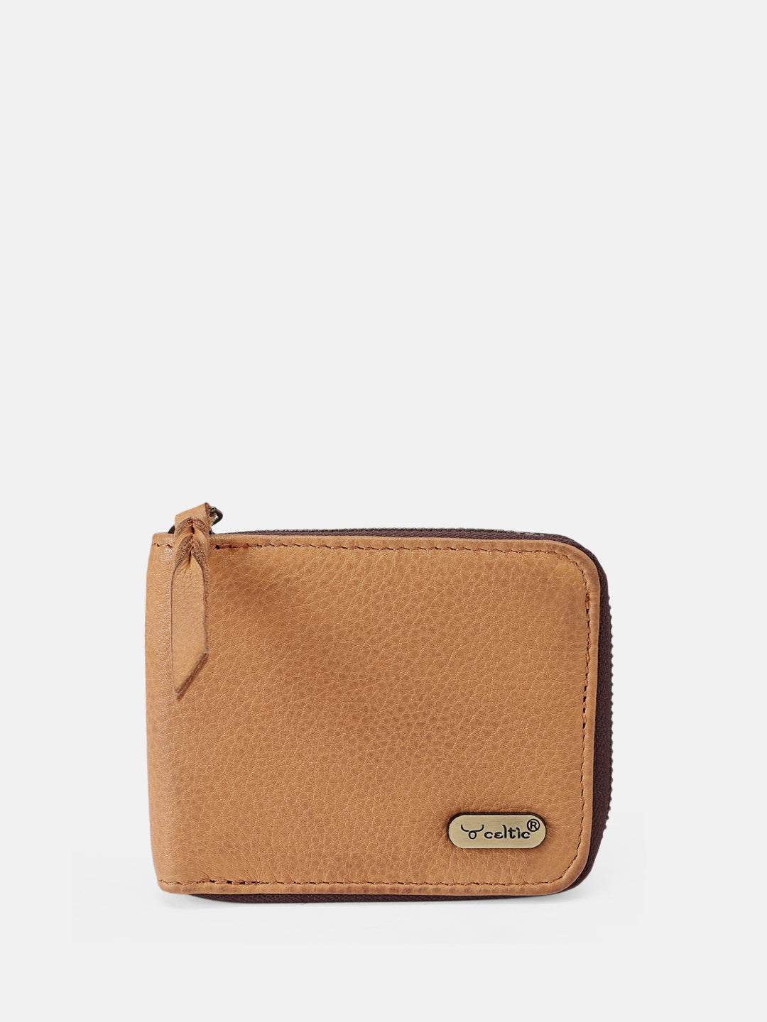 Premium Genuine Leather Zip-Around Compact Wallet