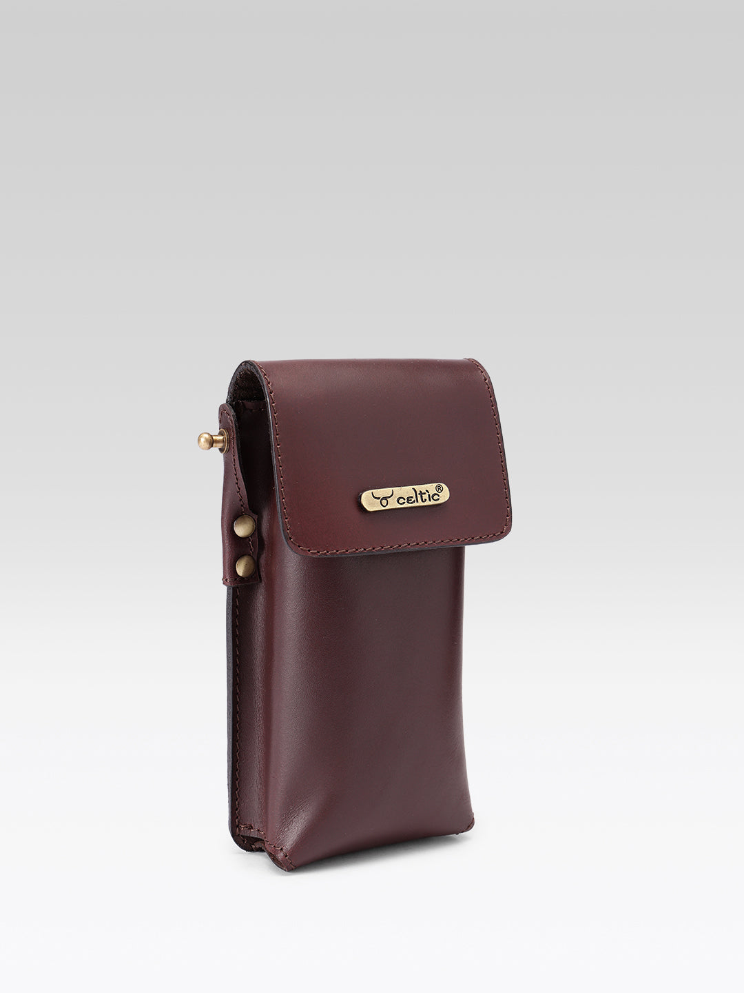 Genuine Leather Mobile Pouch with Fixed Sling Hands-Free, Stylish & Durable.