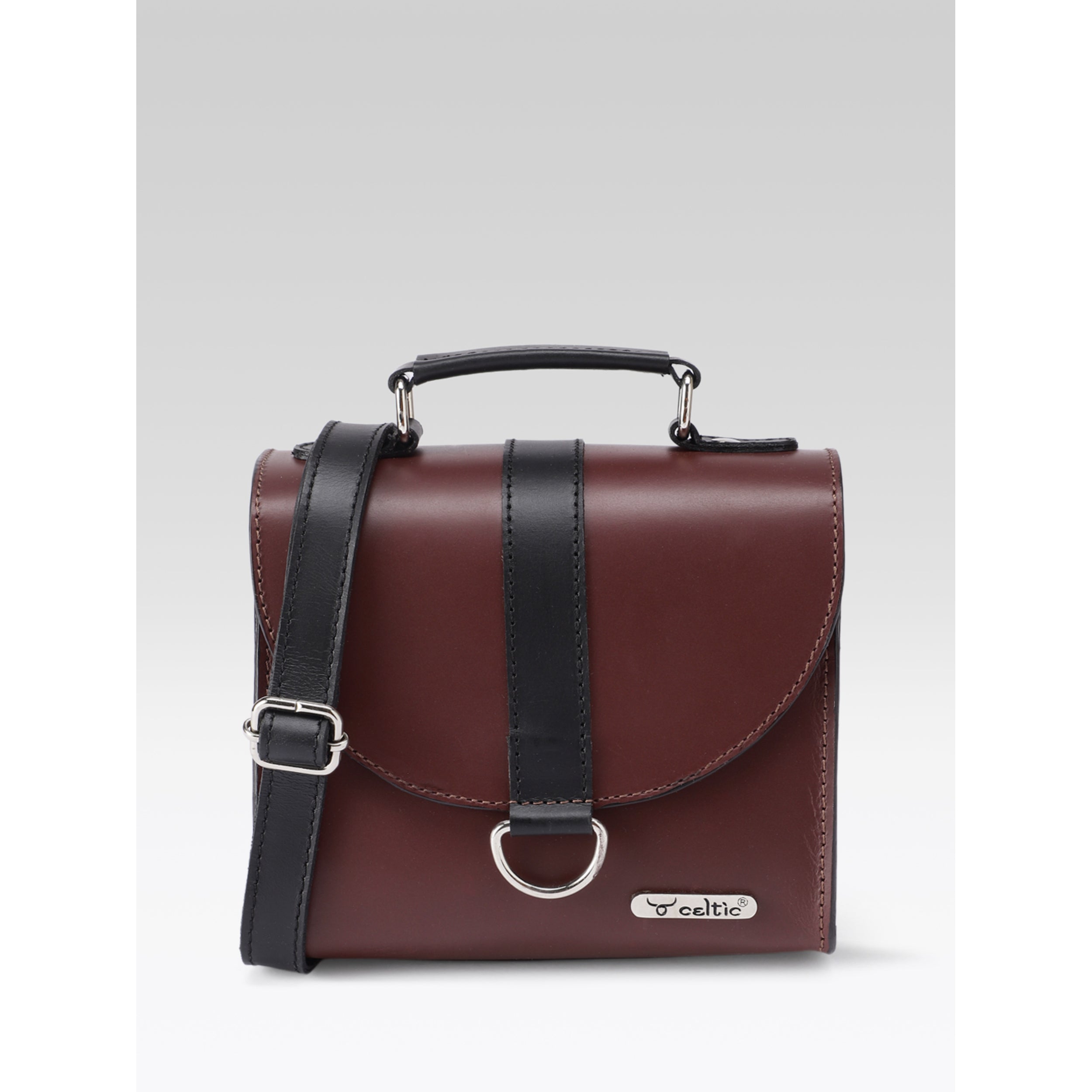 Premium Genuine Leather Mini Handbag for Women | Top Handle & Detachable Sling