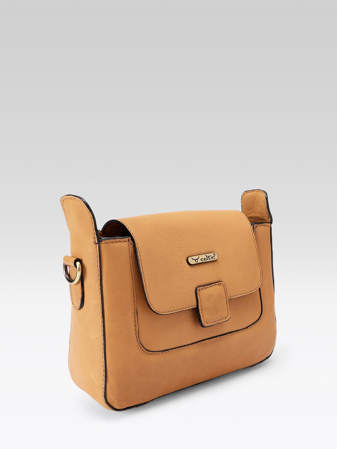 Premium Genuine Leather Flap Crossbody Sling Bag with Adjustable Strap