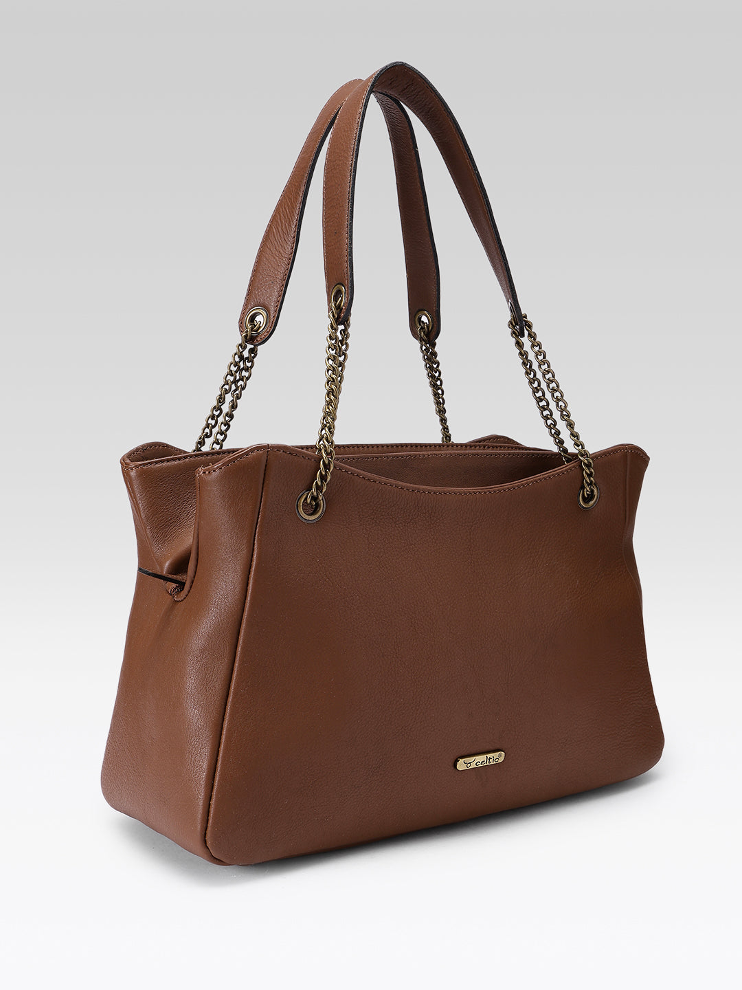 Premium Genuine Leather Shoulder Tote Bag with Chain Handles