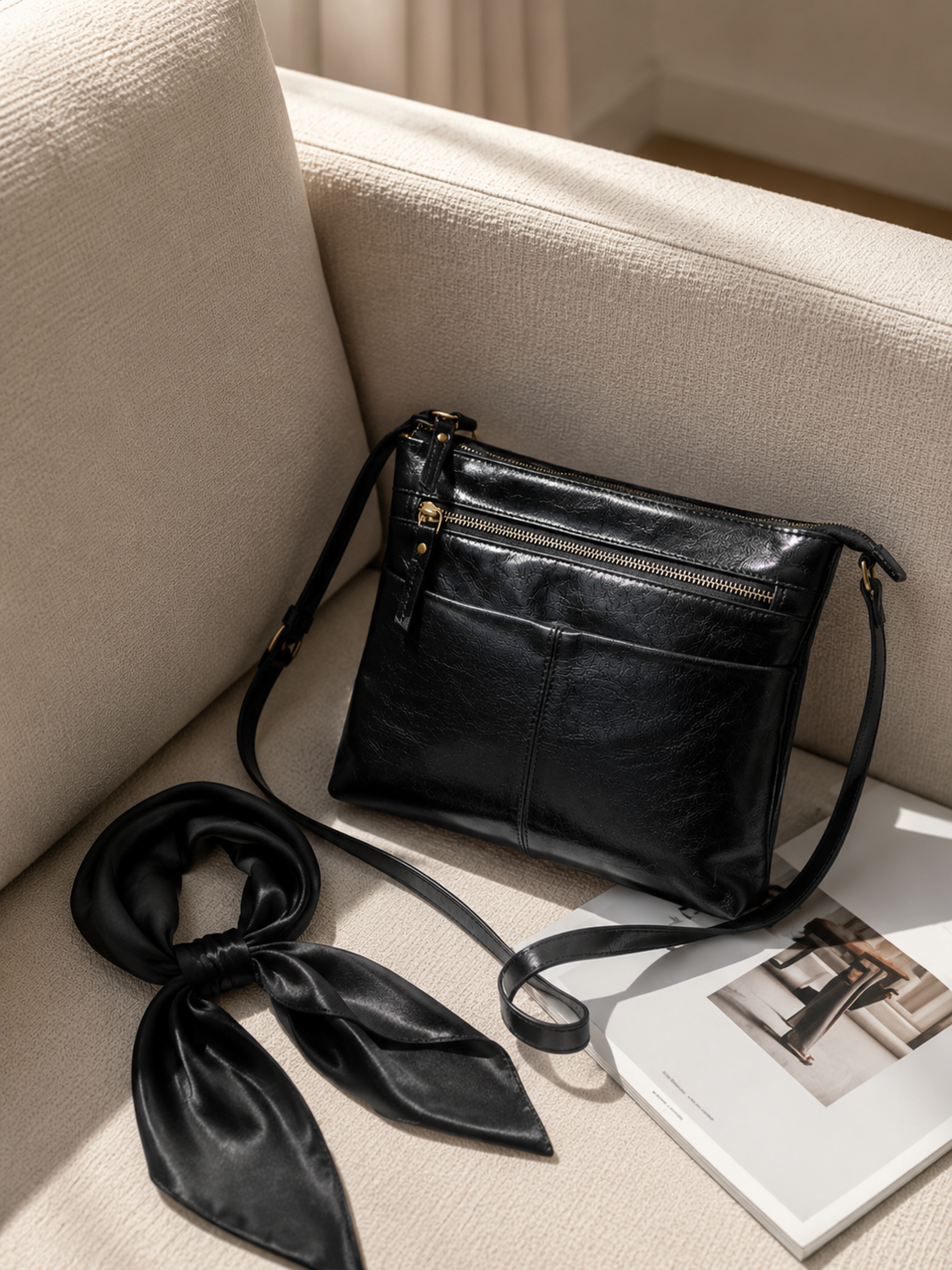 Premium Leather Crossbody Sling Bag Lightweight Everyday Travel Purse
