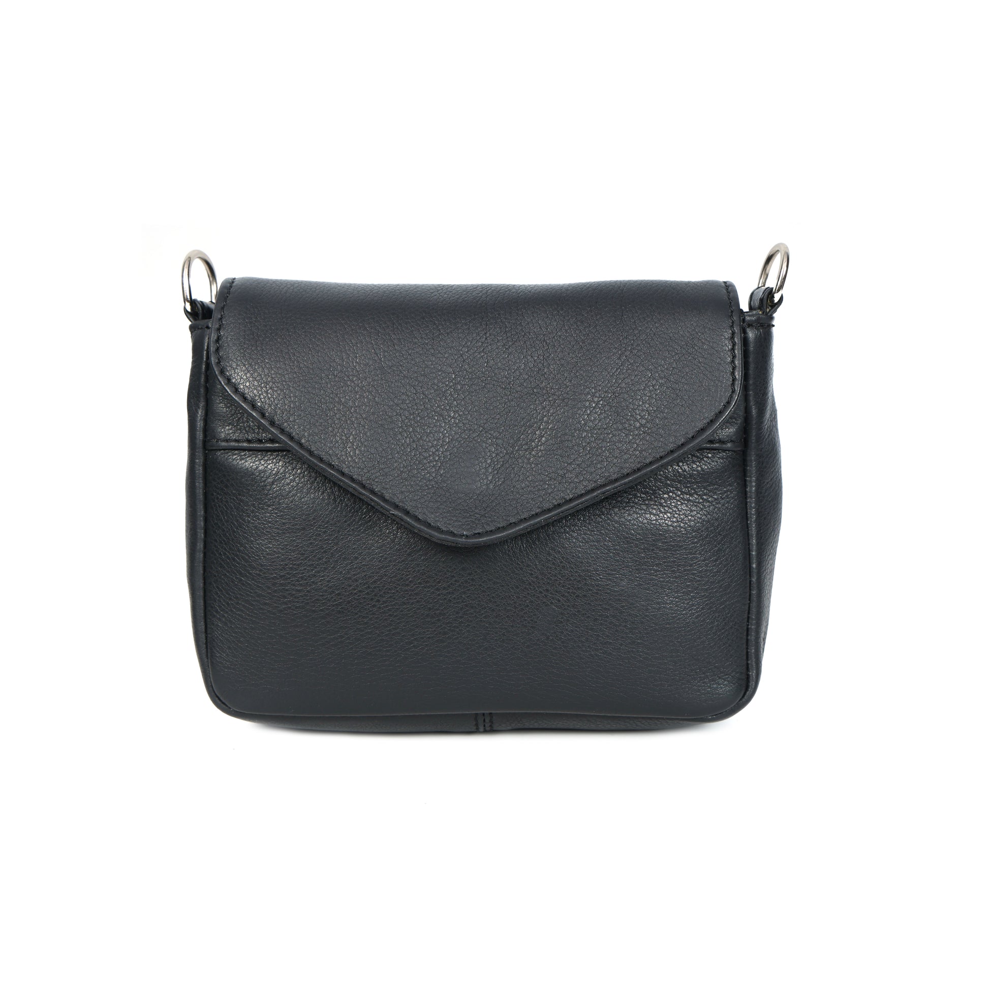 Black Leather Sling Bag with Detachable Strap Versatile Crossbody Bag.BG-1637