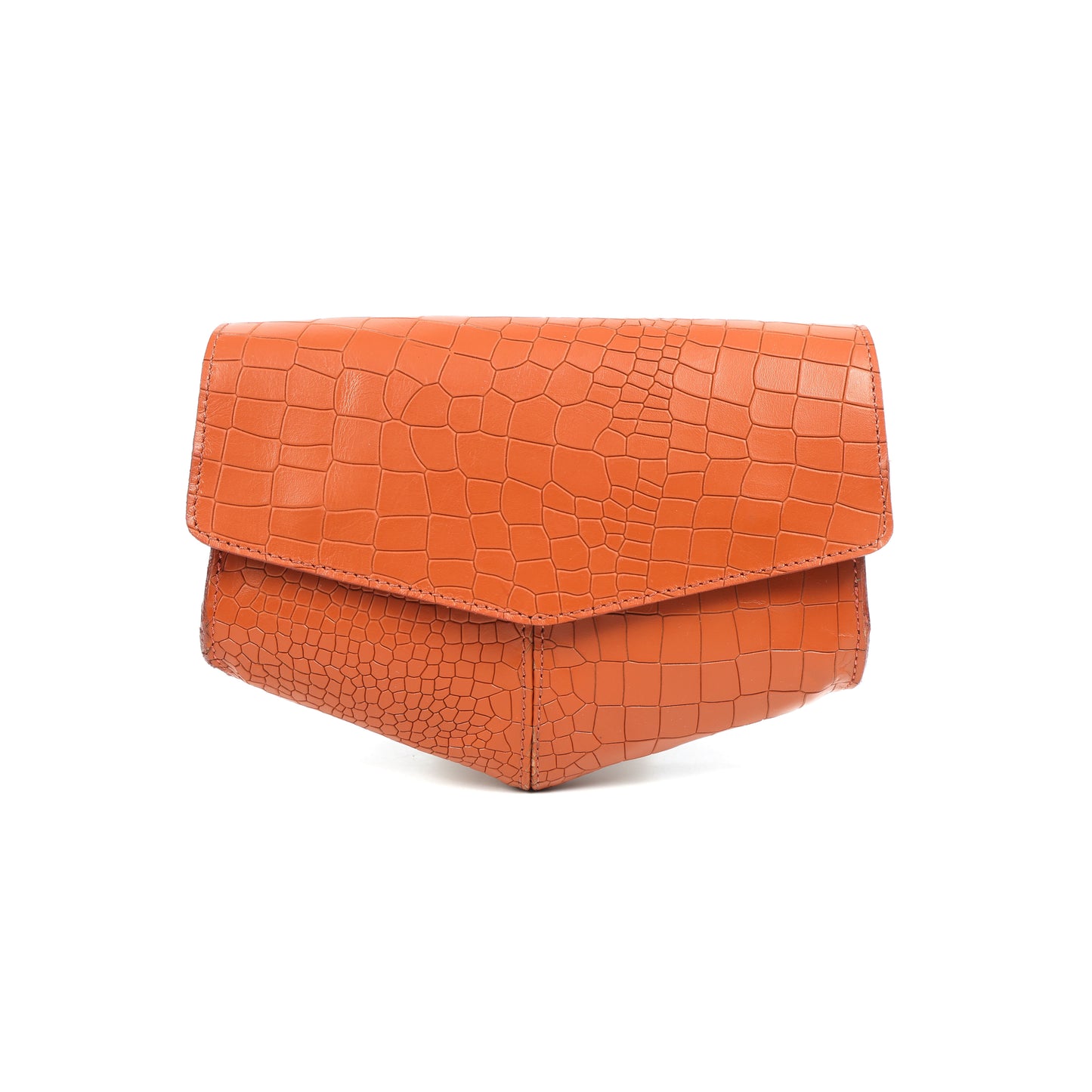 Chic Elegance: Black Deep Croco Leather Crossbody Bag. Art: BG-1602