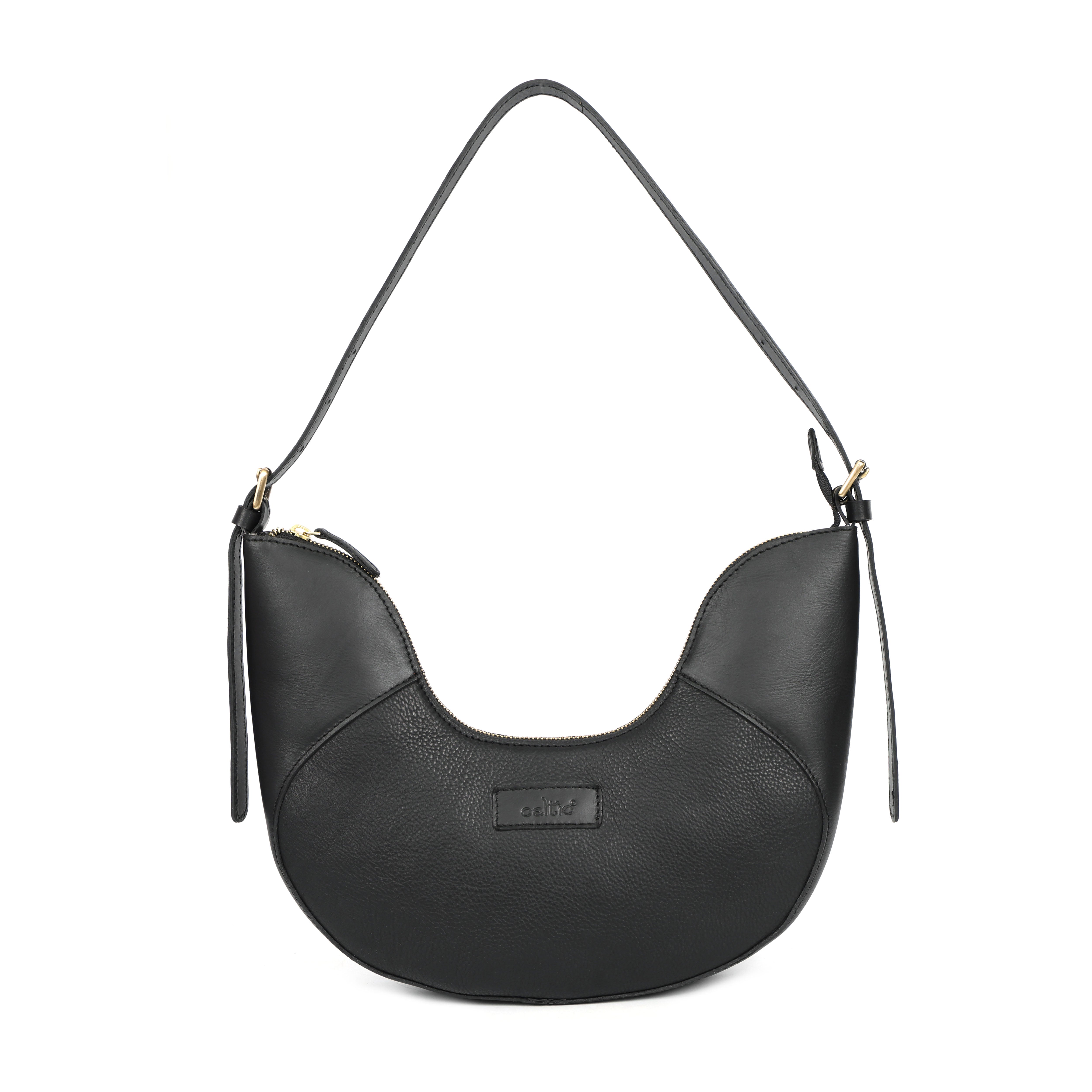 Premium Genuine Leather Hobo Shoulder Bag with Adjustable Strap & Zip Closure