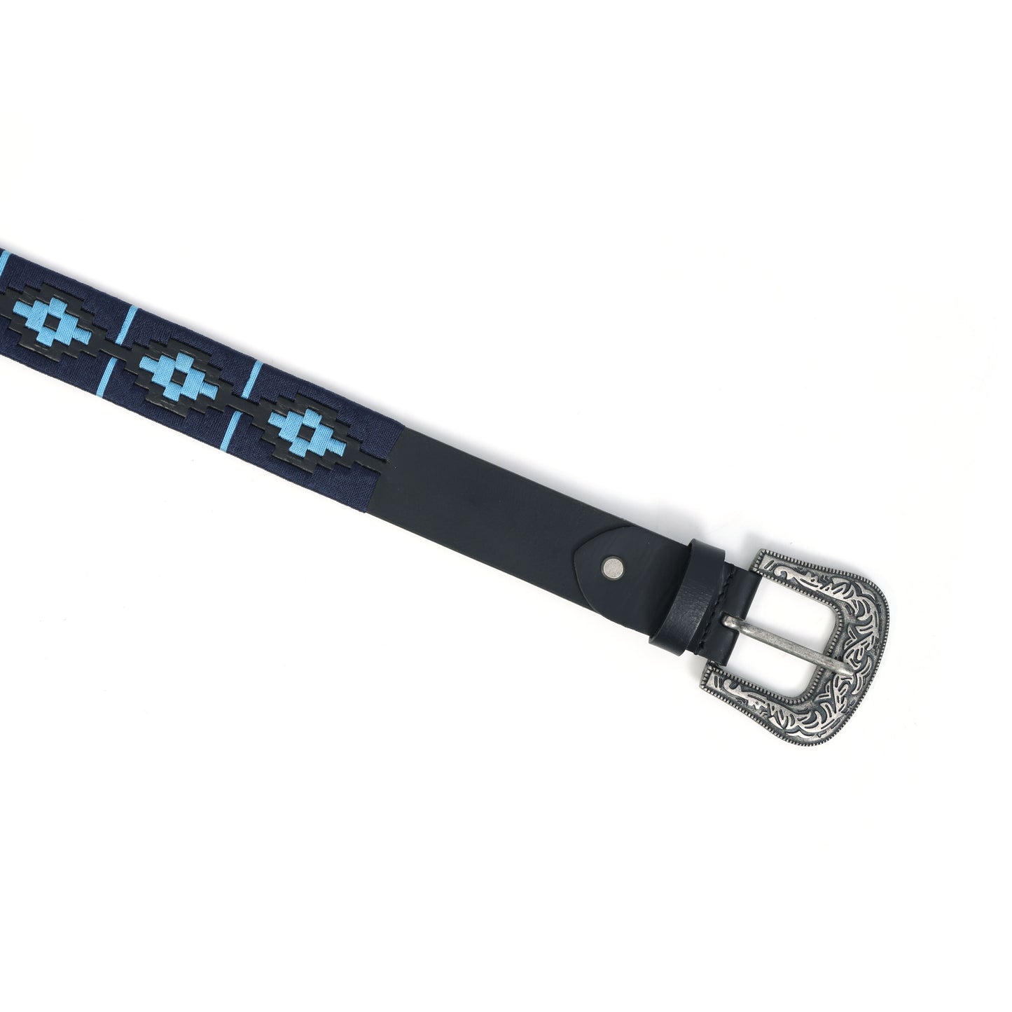 Premium Black Leather Belt with King Buckle & Blue Stitching Stylish & Durable.LB-873